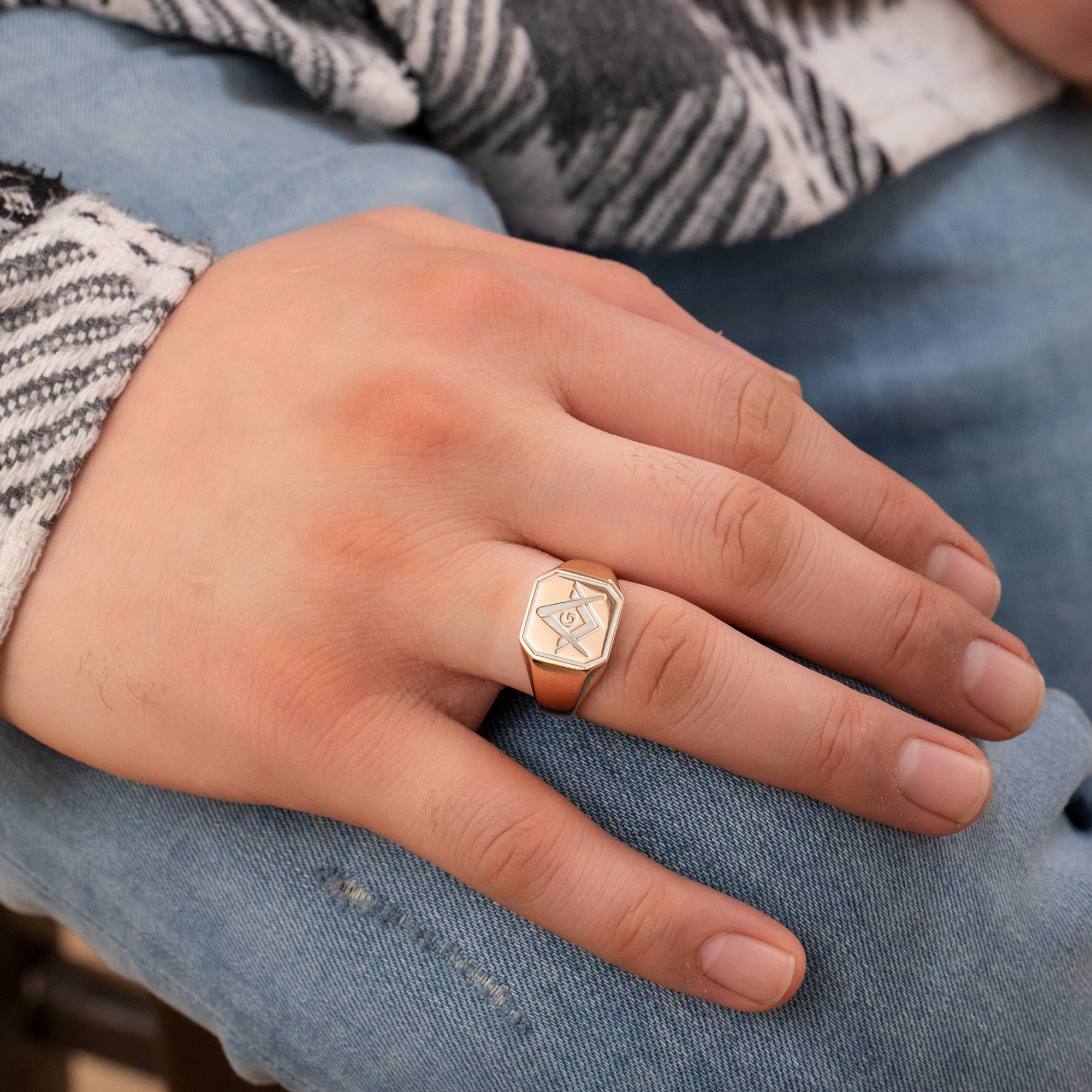 Gold Square Masonic Signet Ring