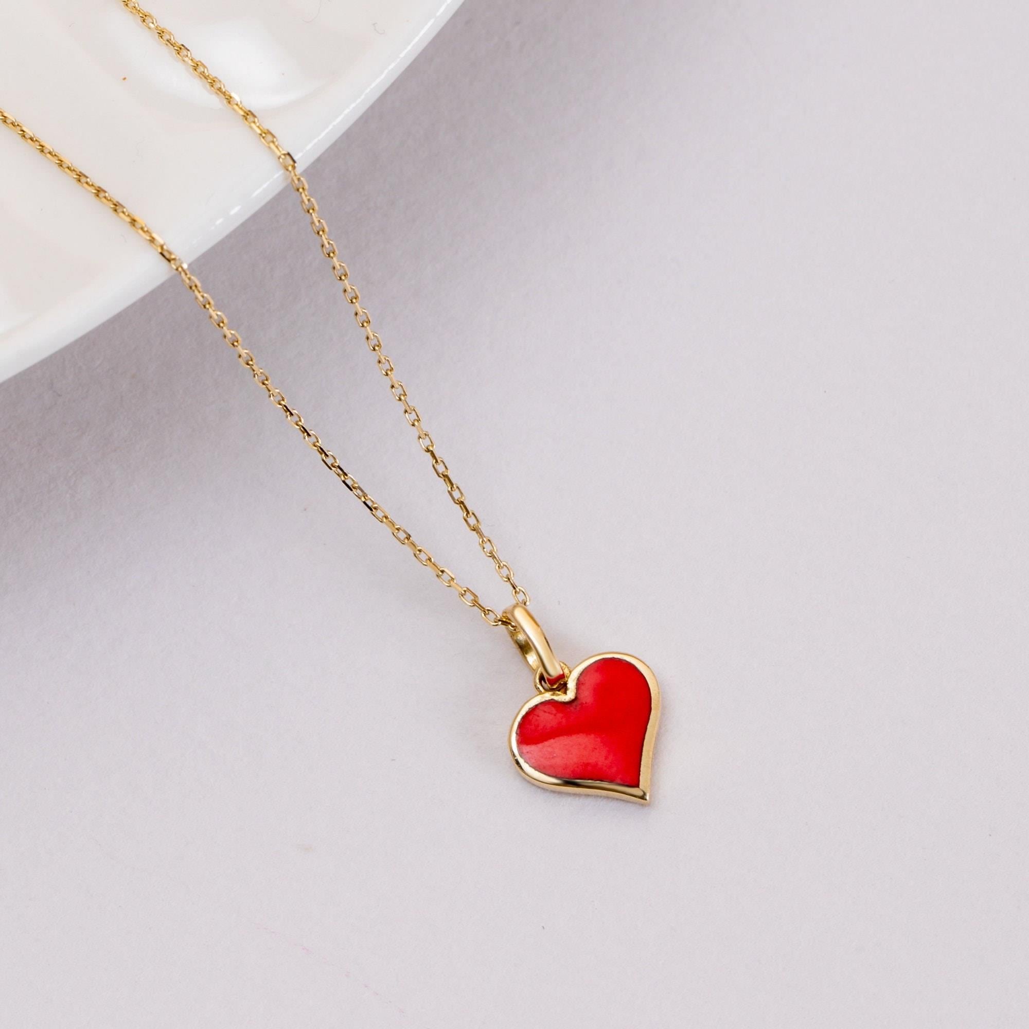 Gold Enamel Heart Pendant