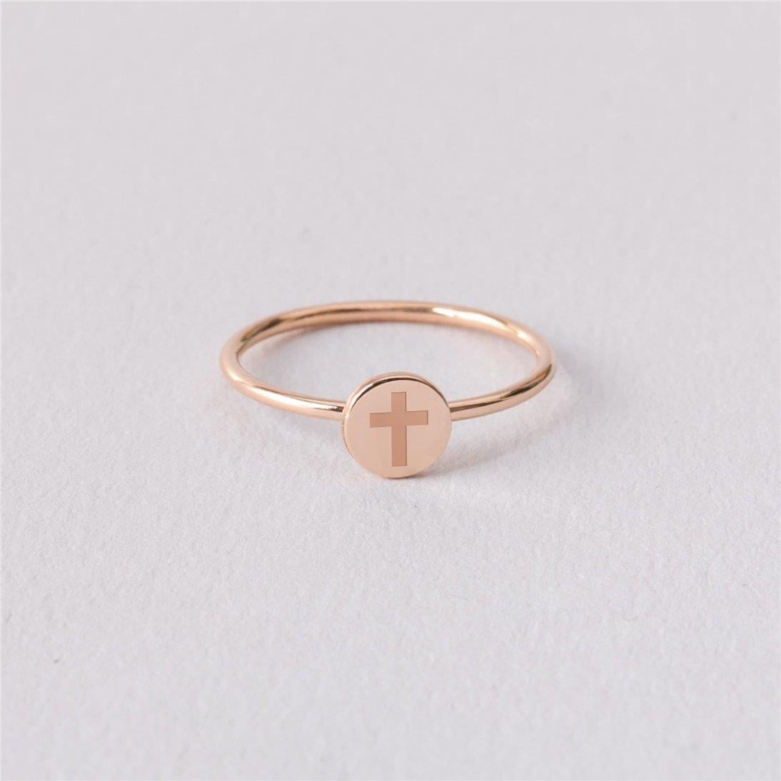 Solid Gold Dainty Christian Ring