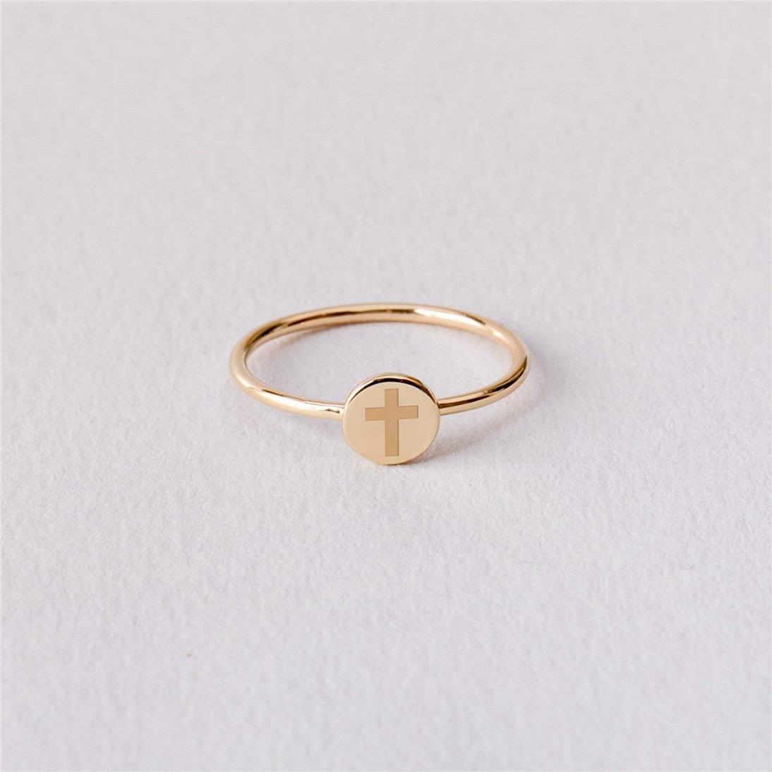 Solid Gold Dainty Christian Ring