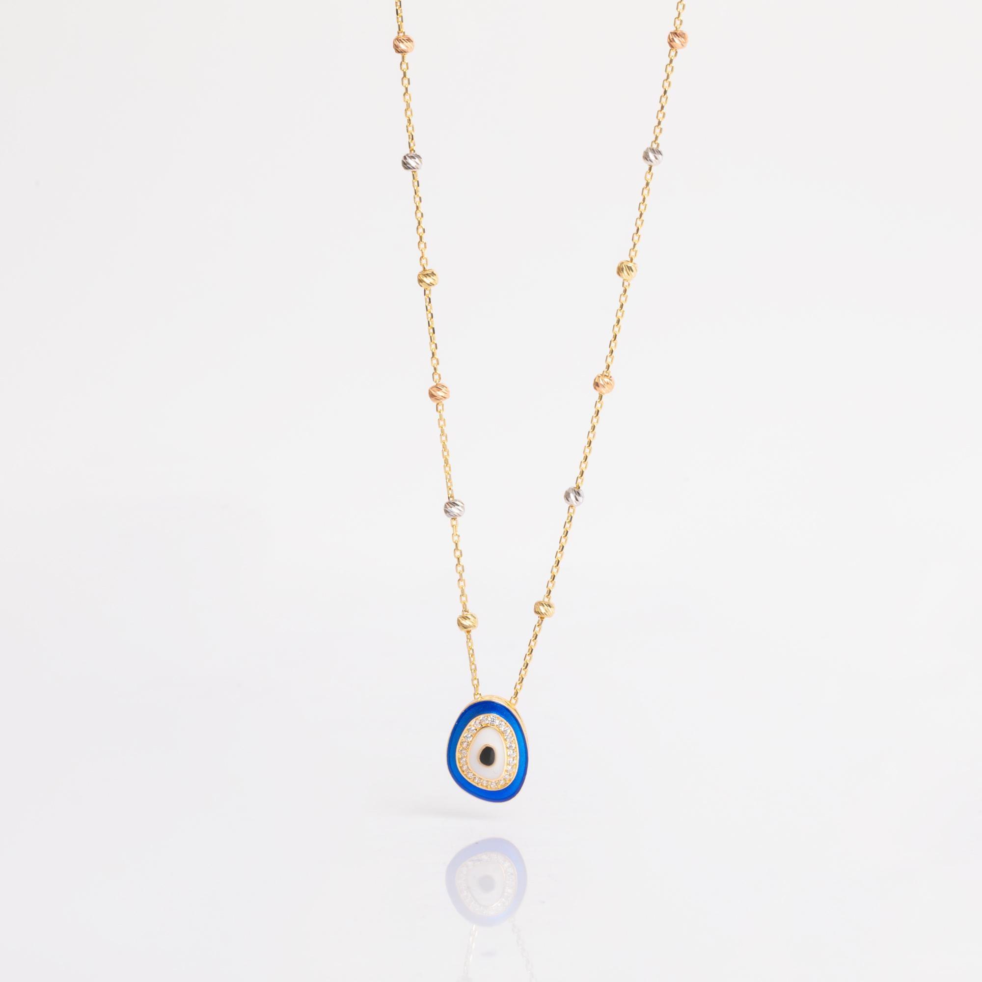 Solid Gold Evil Eye Necklace