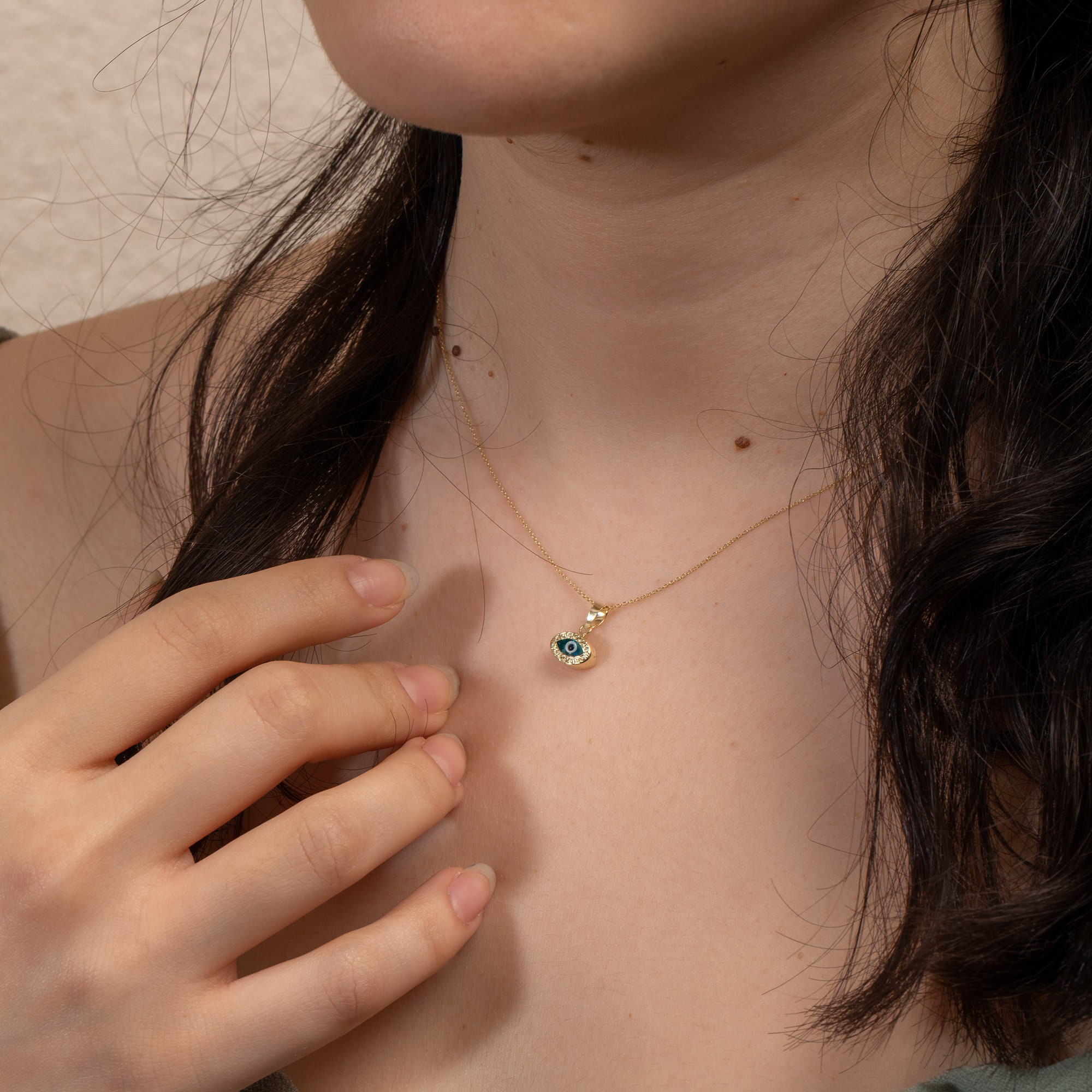 Gold Evil Eye Charm Necklace