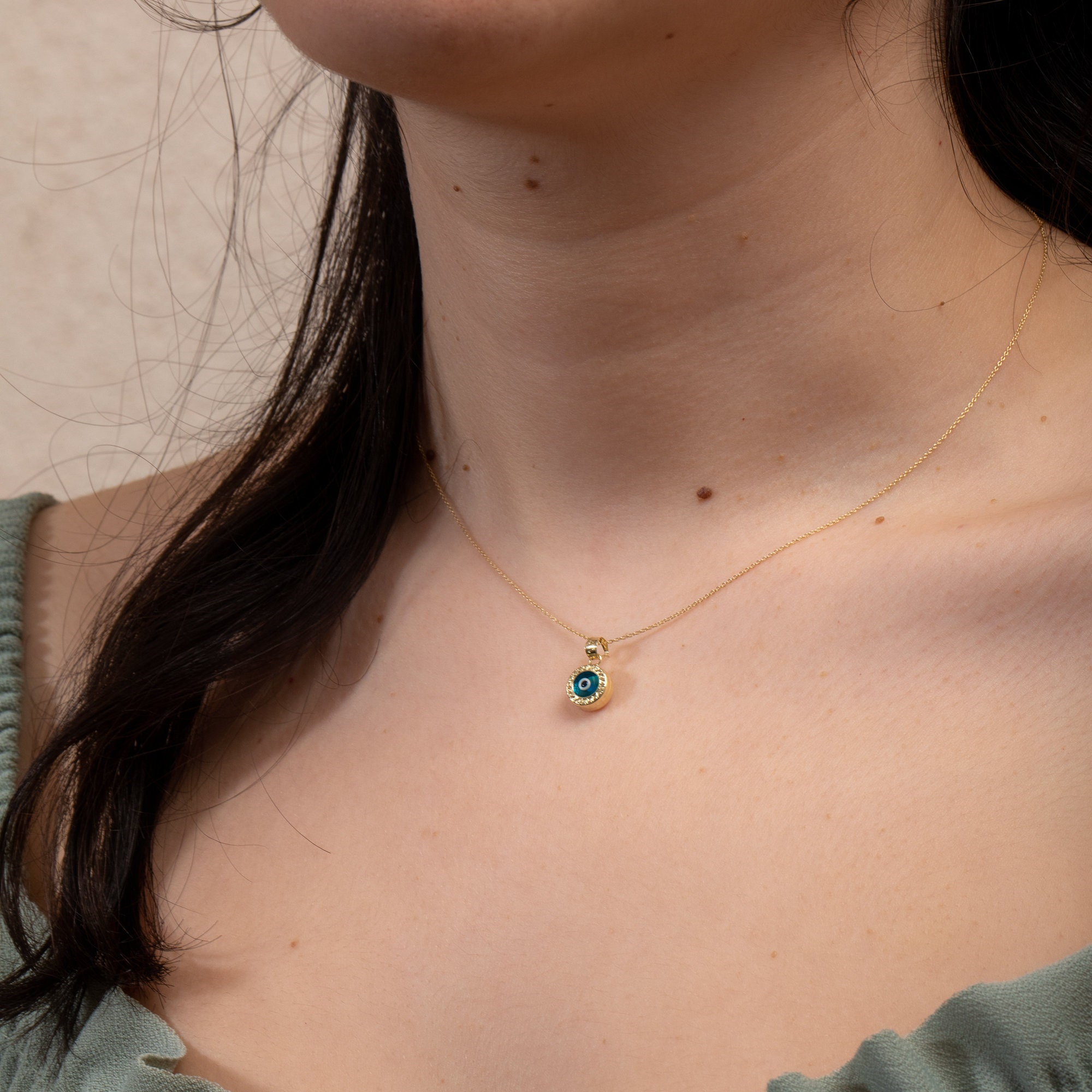 Gold Evil Eye Charm Necklace