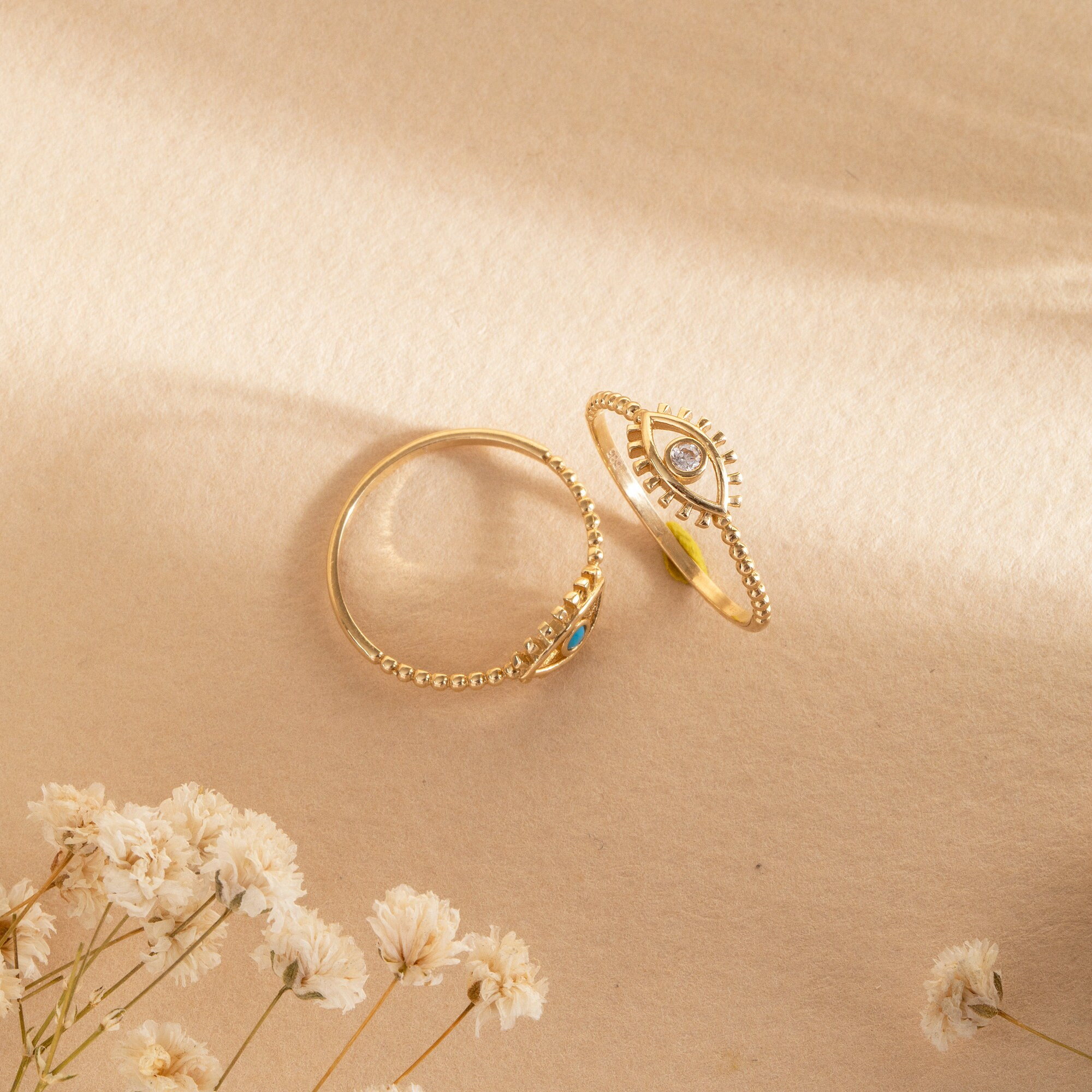 Gold CZ Evil Eye Ring