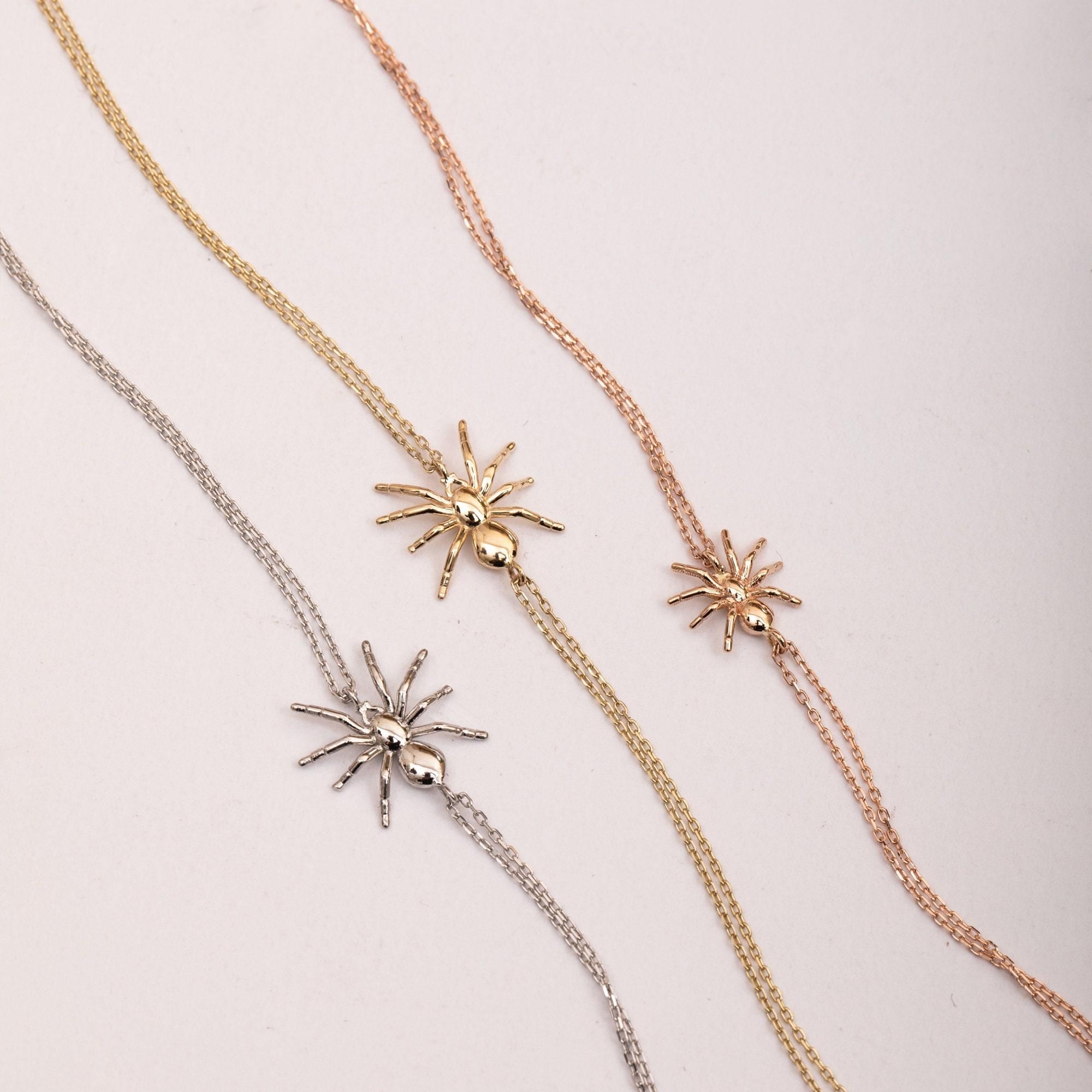 Solid Gold Spider Charm Bracelet