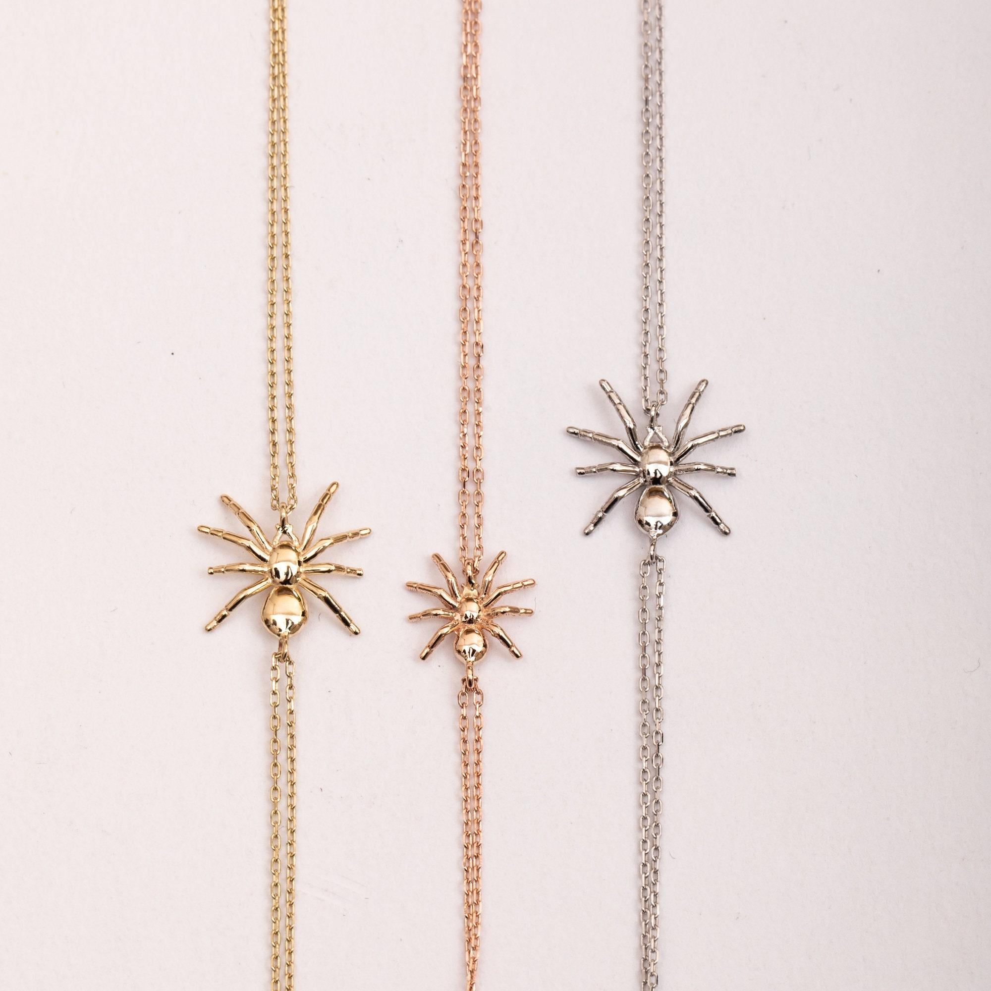 Solid Gold Spider Charm Bracelet