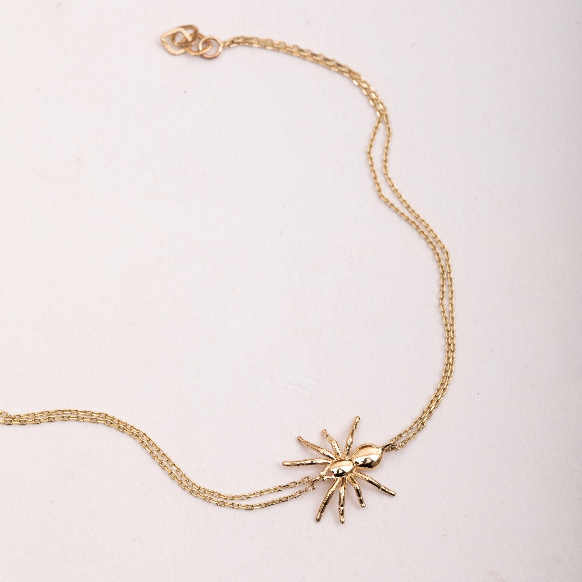 Solid Gold Spider Charm Bracelet