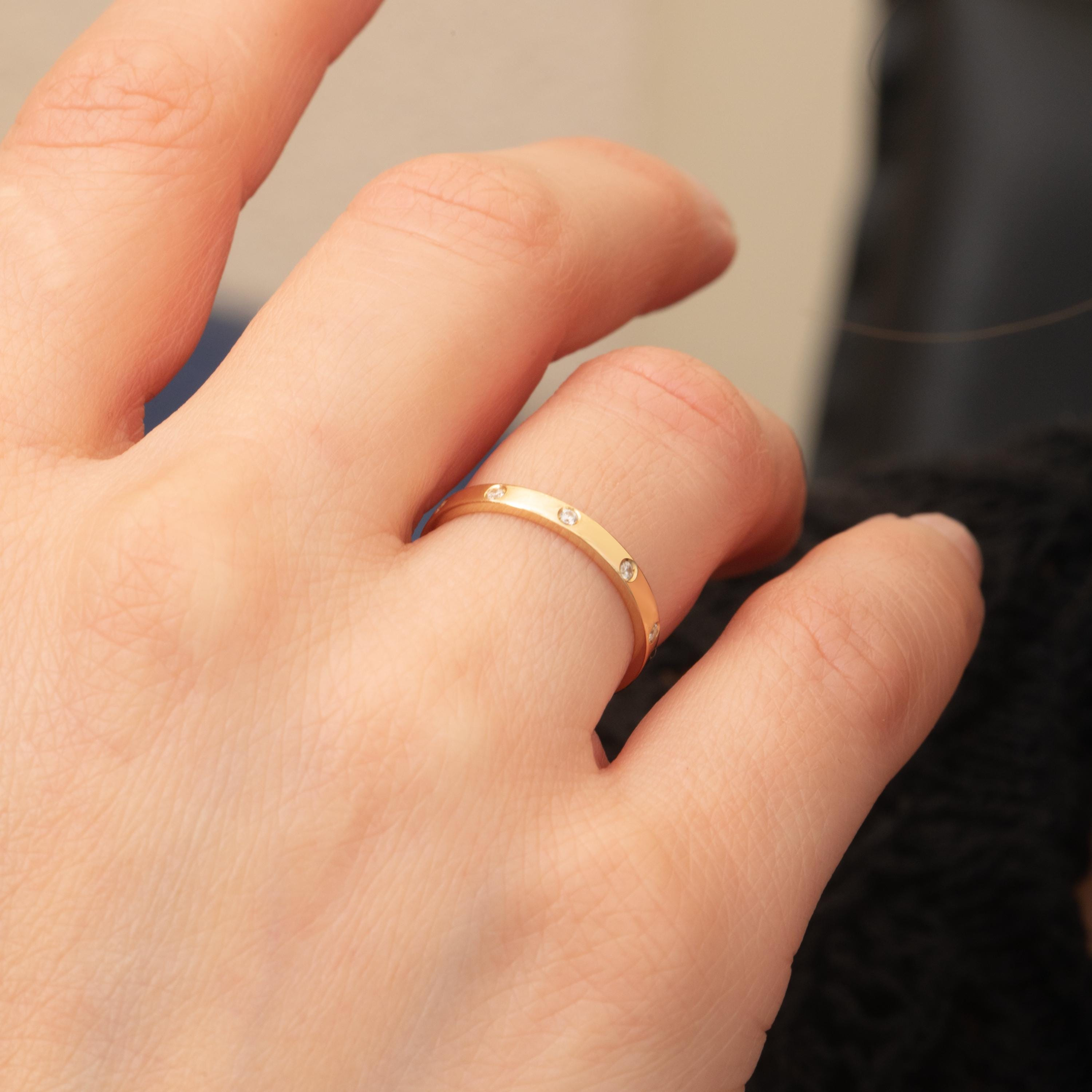 Gold 2mm Flush Set Diamond Band
