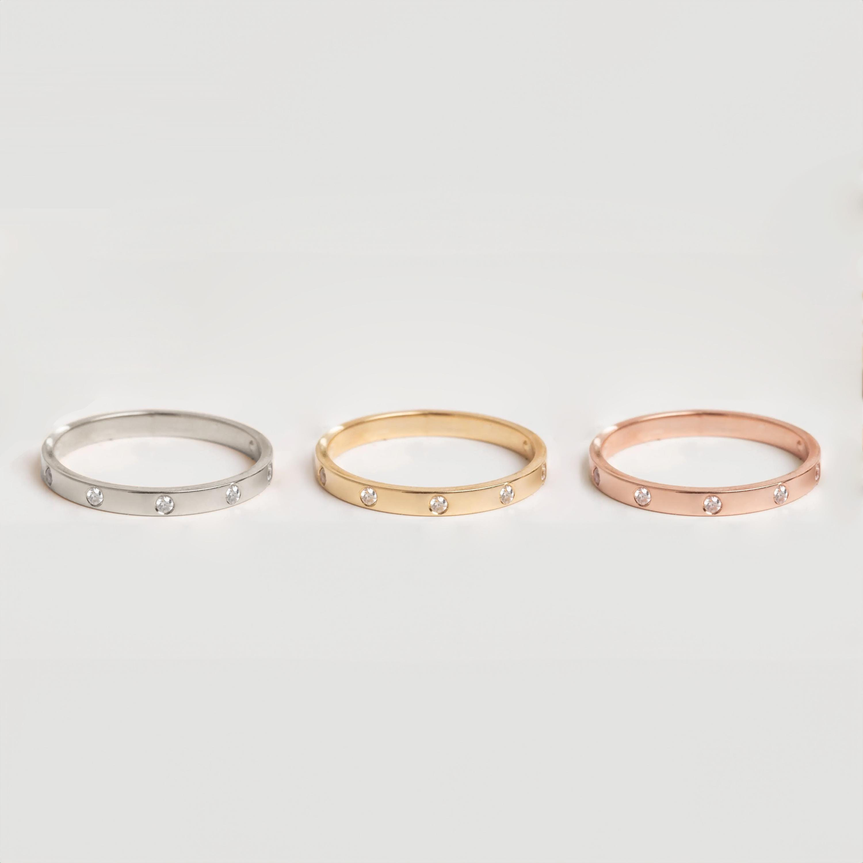Gold 2mm Flush Set Diamond Band