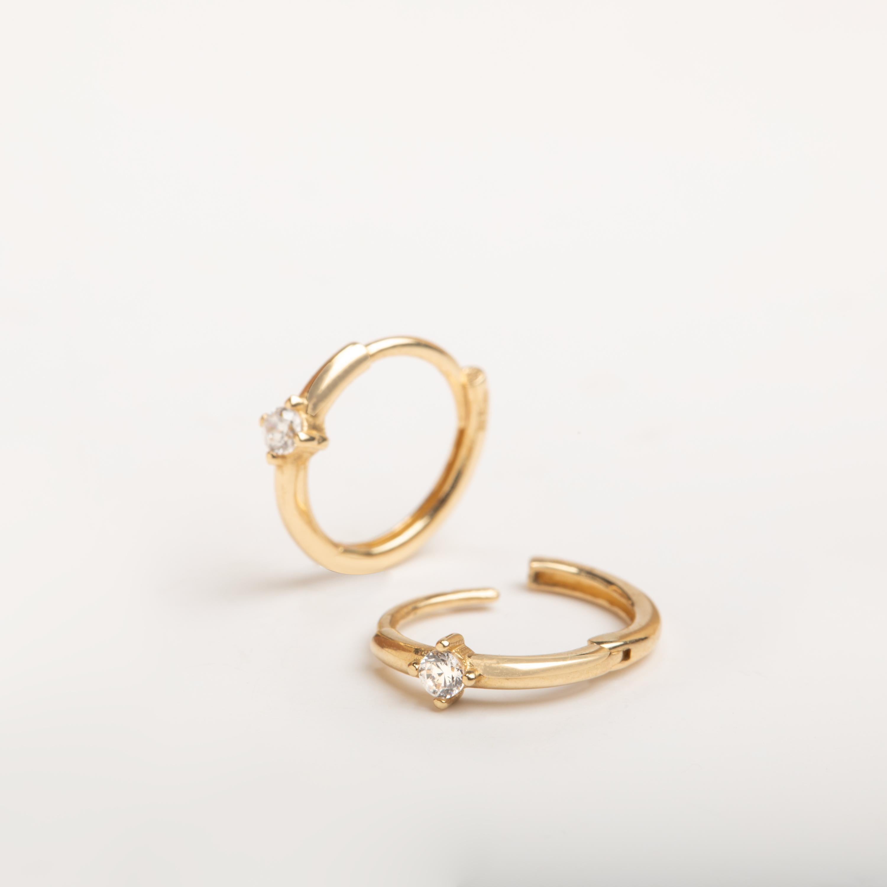 Minimalist Diamond Hoop Earrings