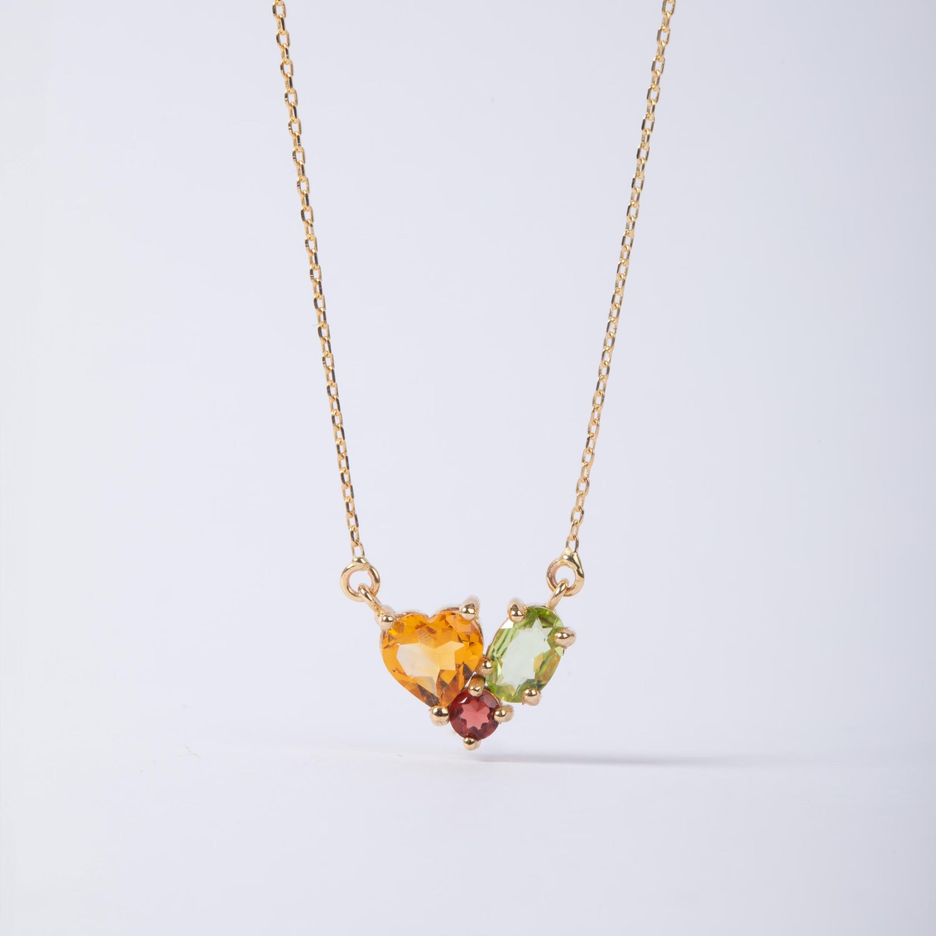 Altın Sitrin Peridot Garnet Taşlı Kolye