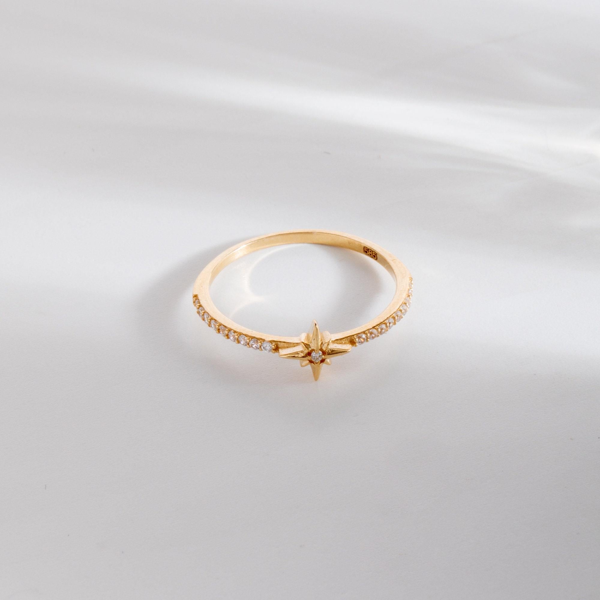 Gold North Star Ring