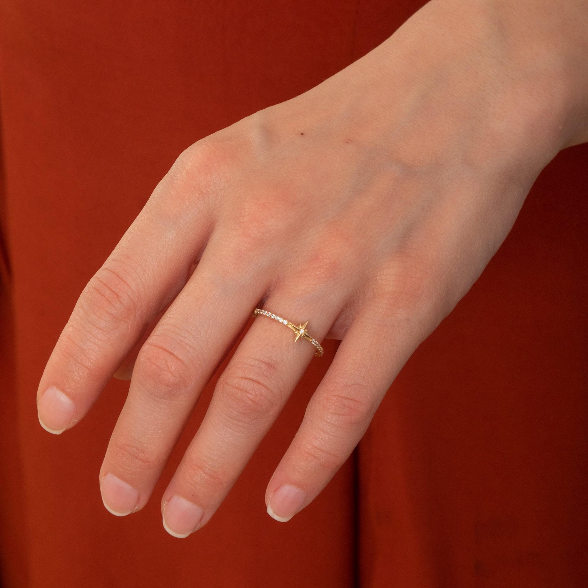 Gold North Star Ring