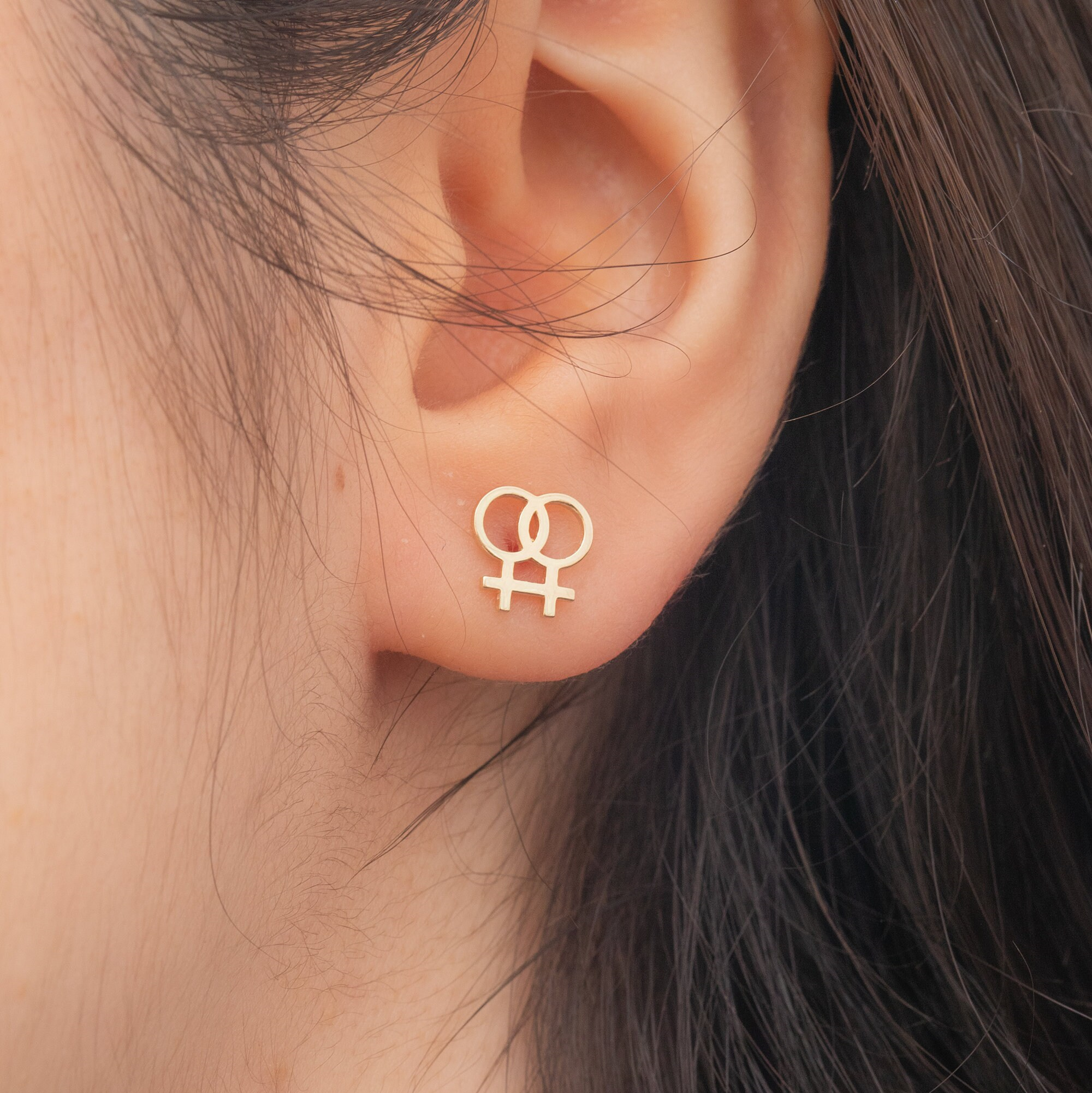 Gold Venus Symbol Earrings