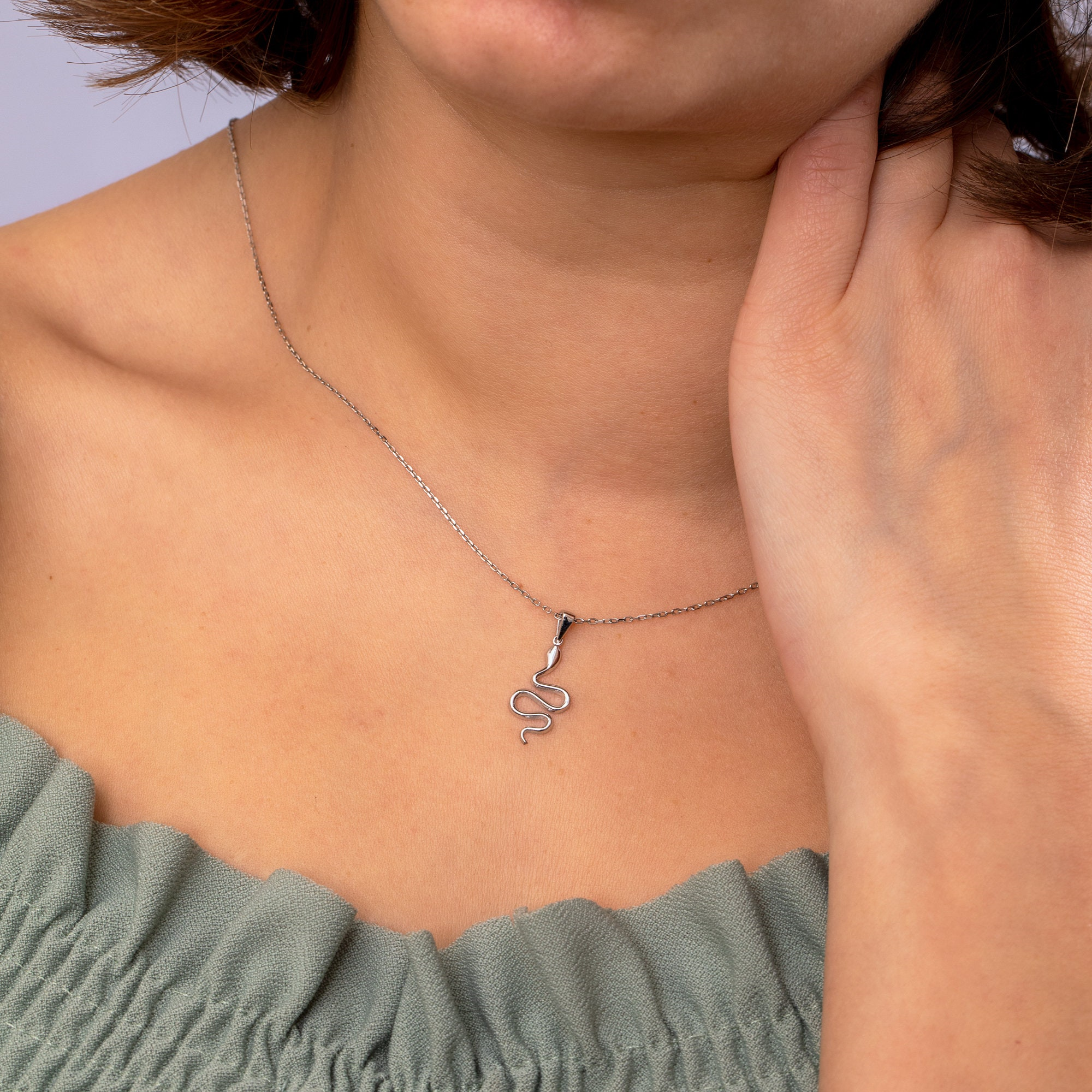 Gold Snake Charm Necklace