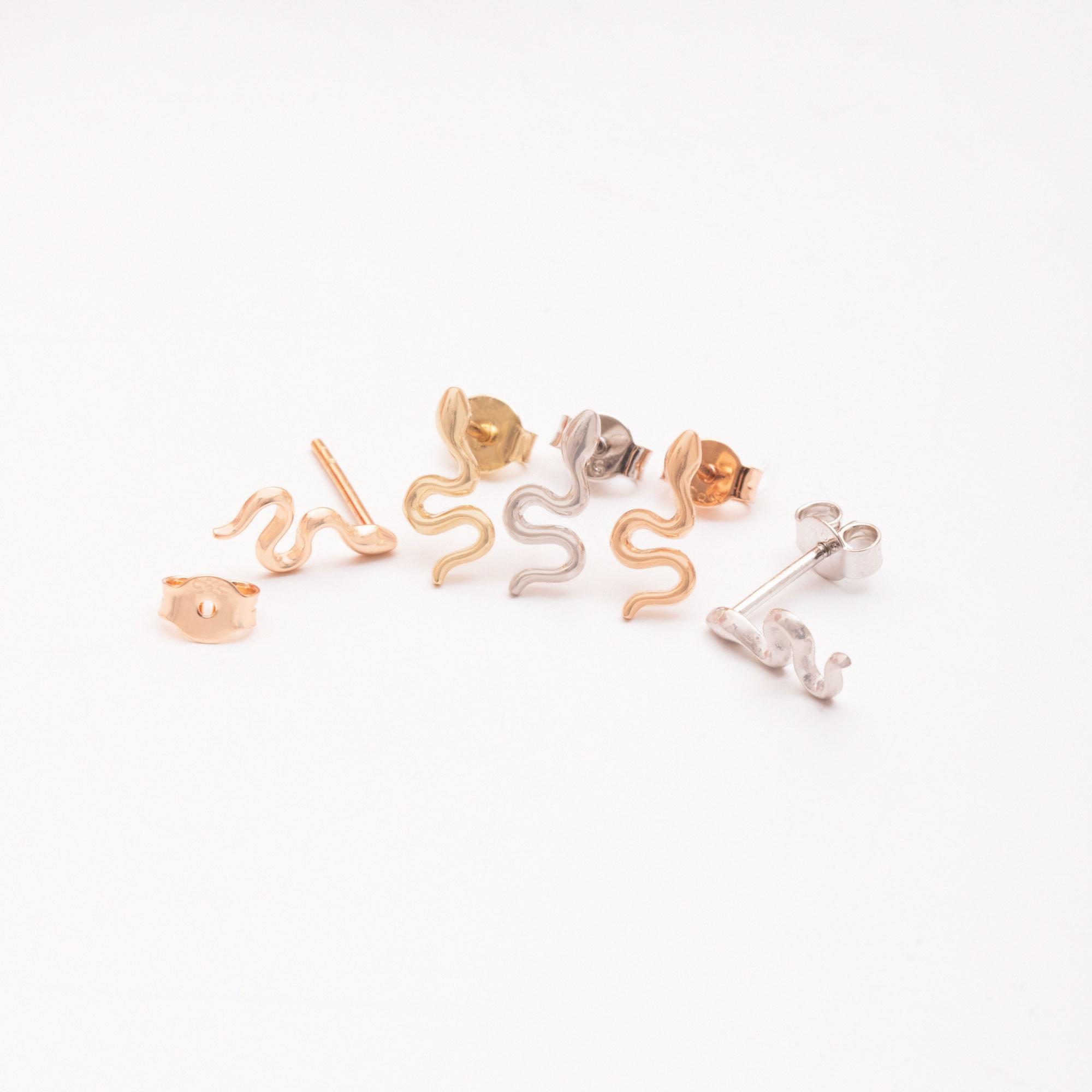 Gold Snake Stud Earrings