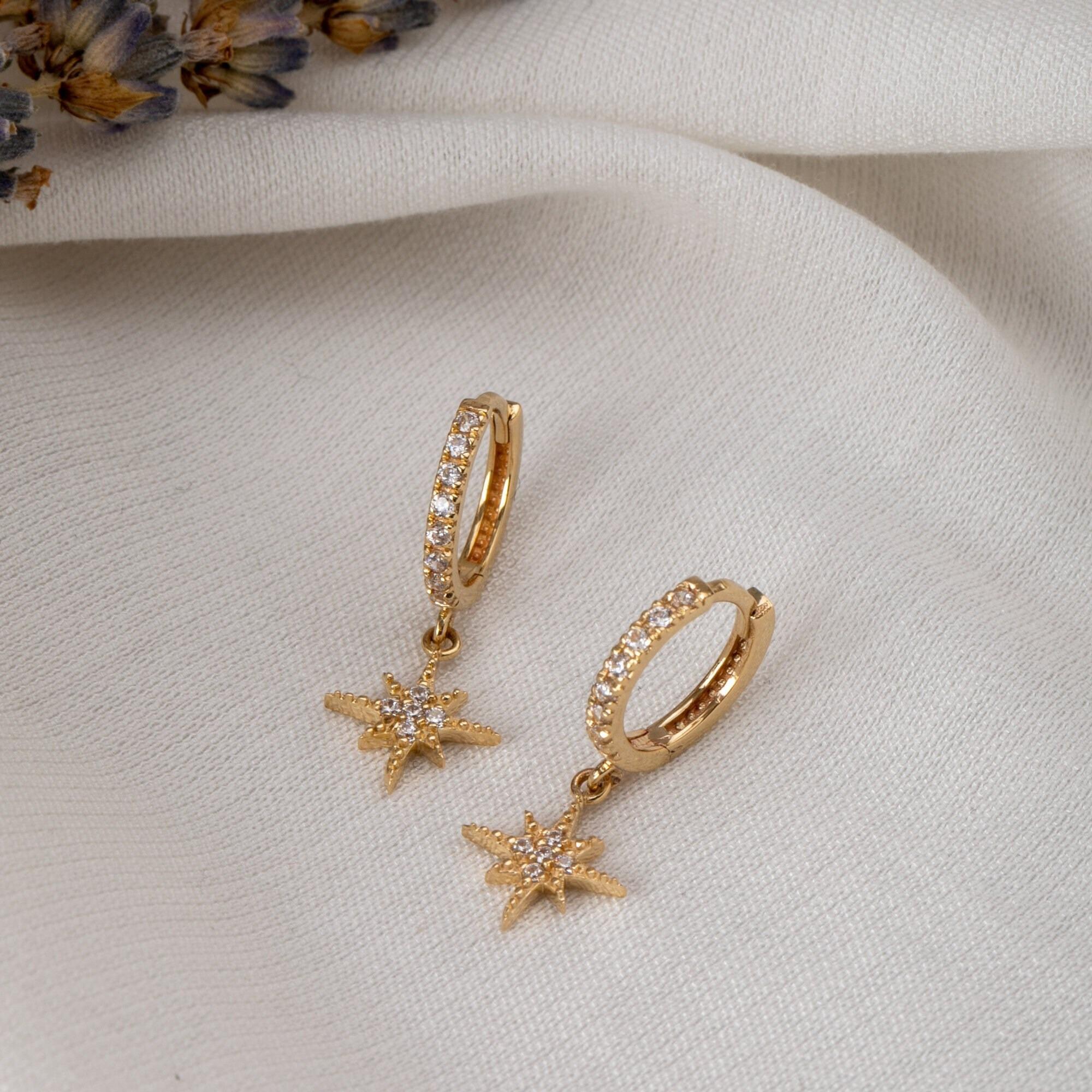 Gold Starburst Huggie Earrings