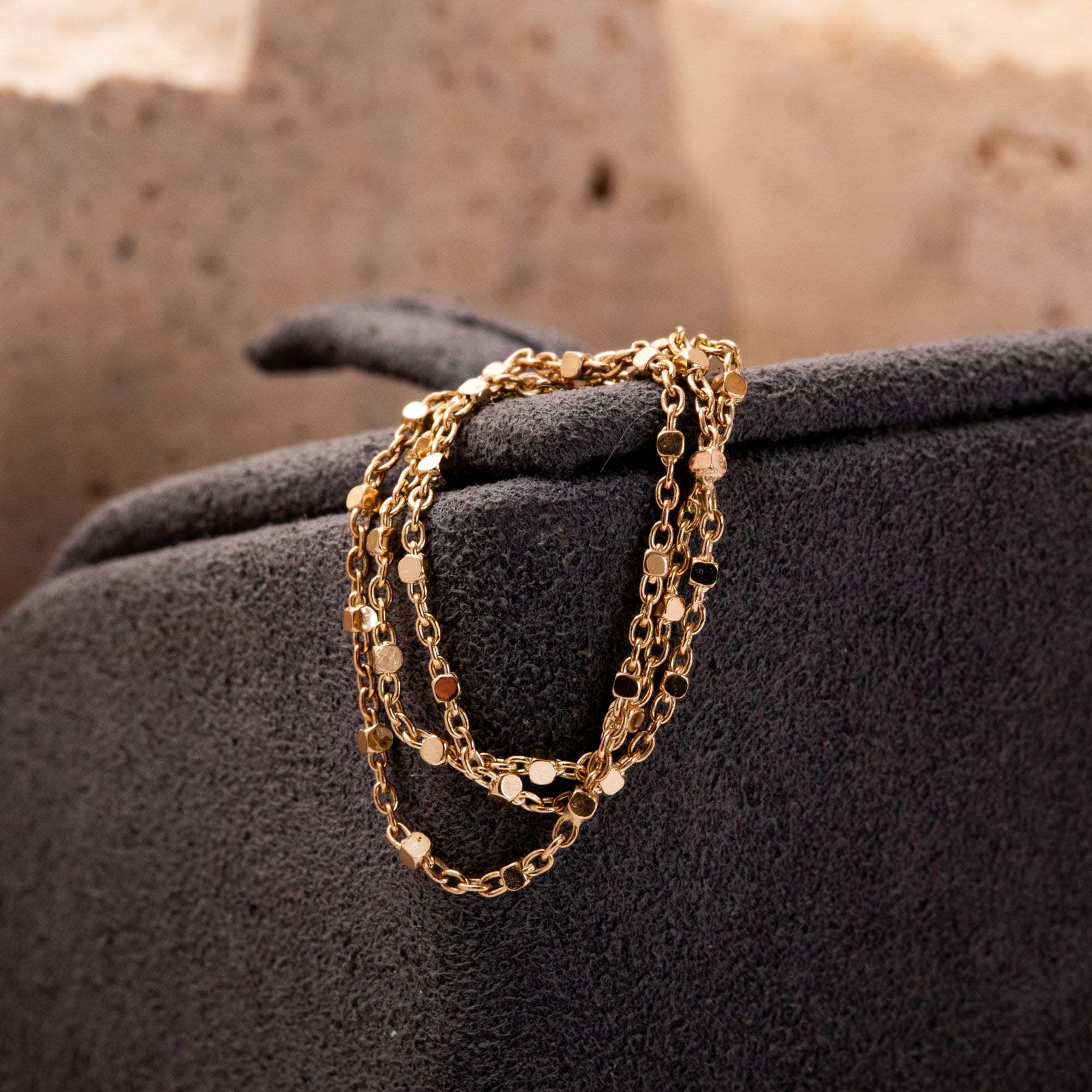 Gold Chain Cube Ring
