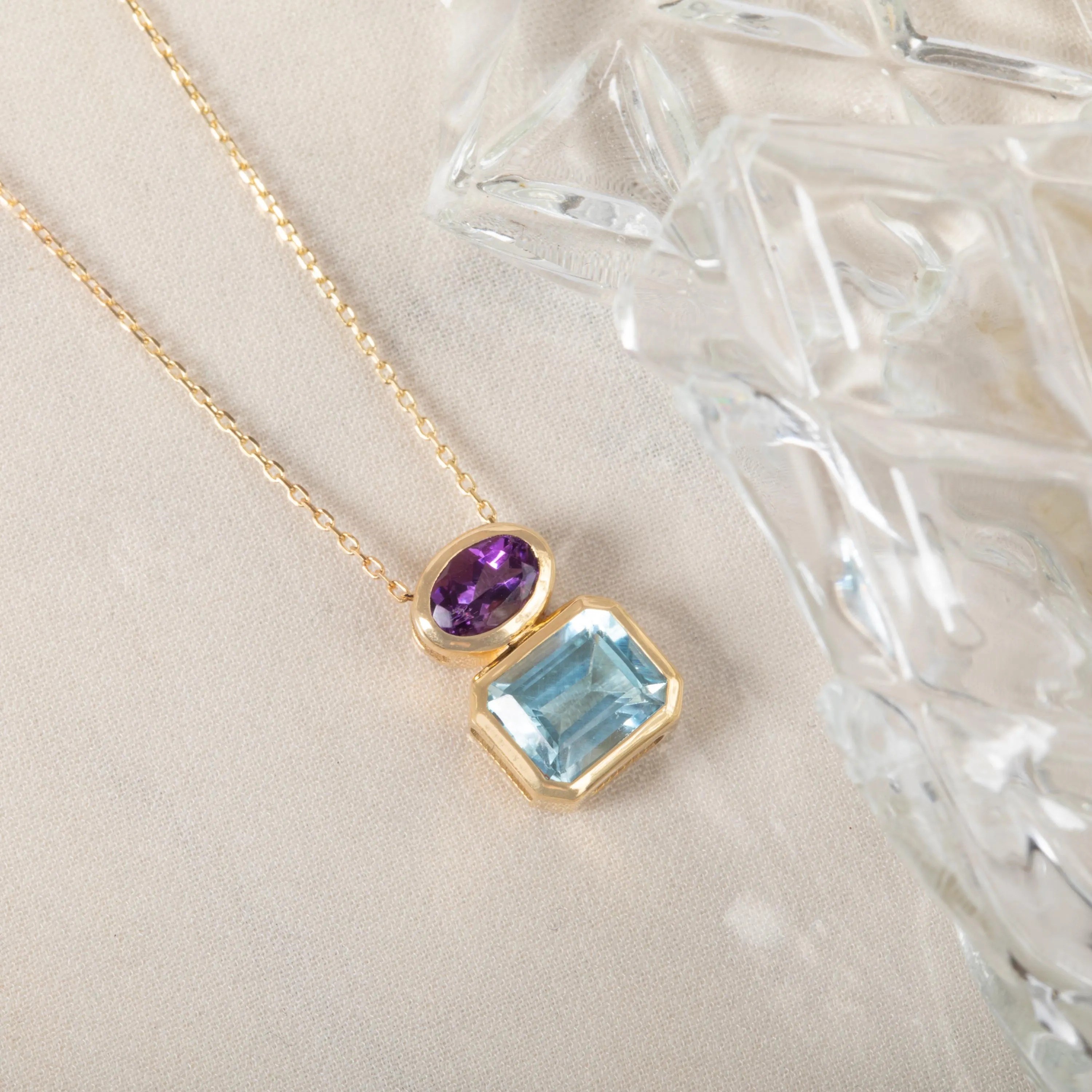 Amethyst & Topaz Gold Necklace