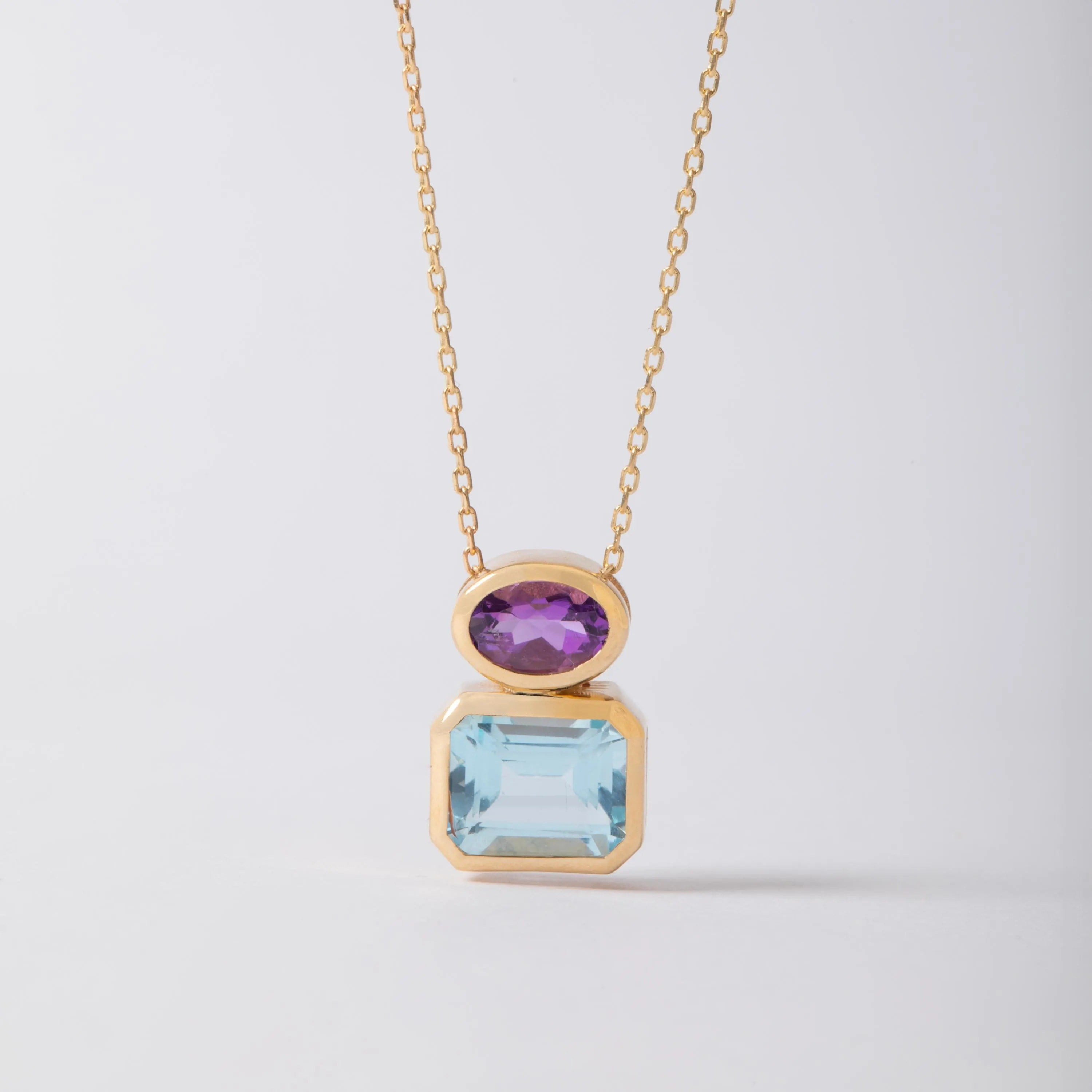 Amethyst & Topaz Gold Necklace