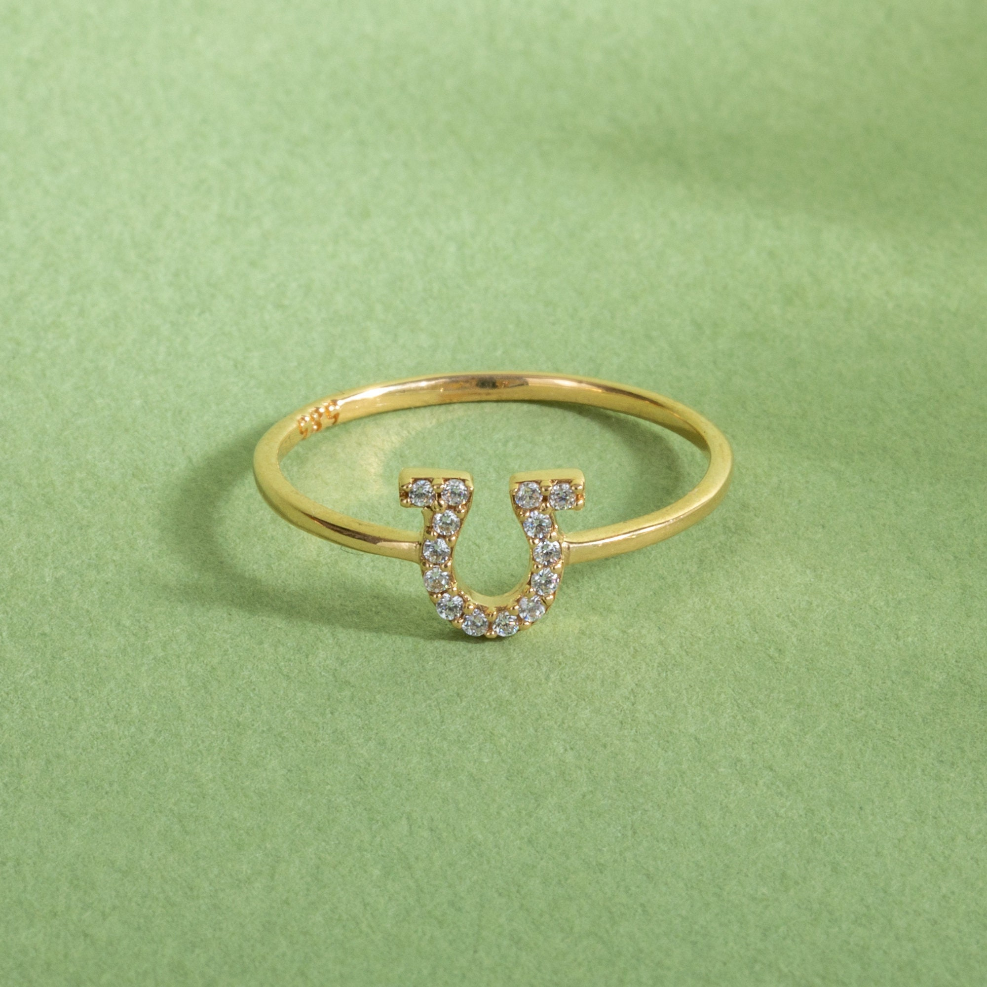Gold CZ Horseshoe Ring