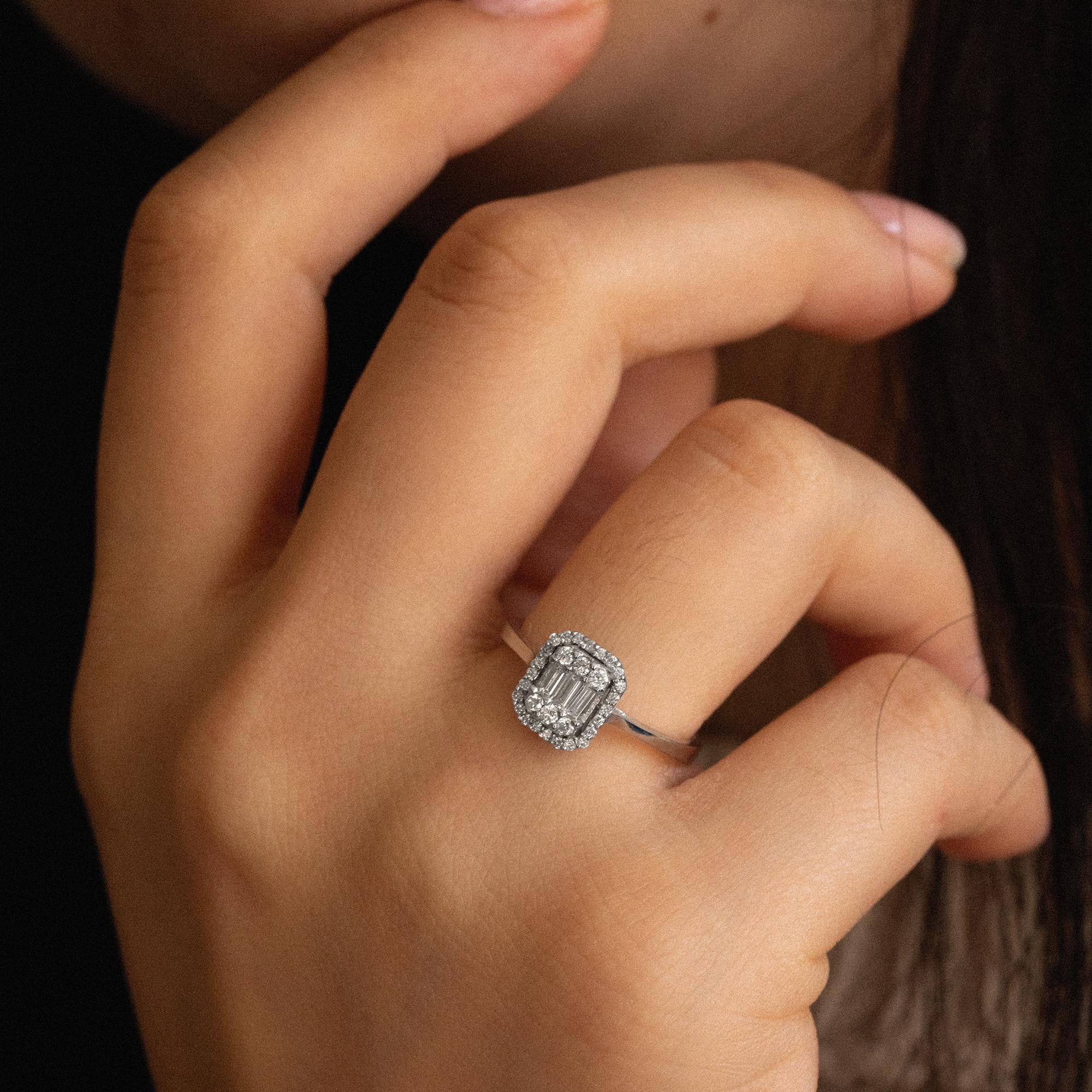 Solid Gold 0.2 carat Diamond Baugette Ring