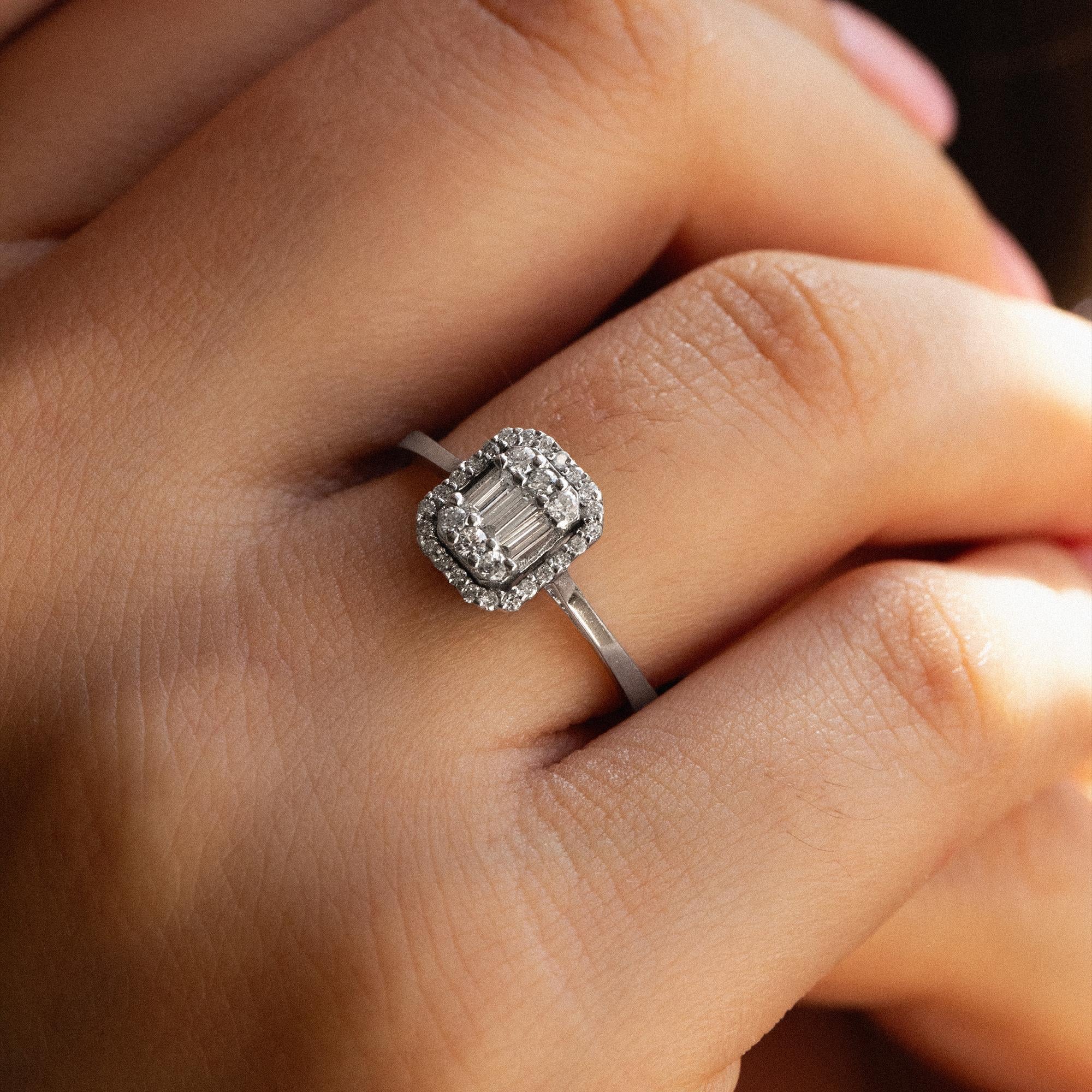 Solid Gold 0.2 carat Diamond Baugette Ring