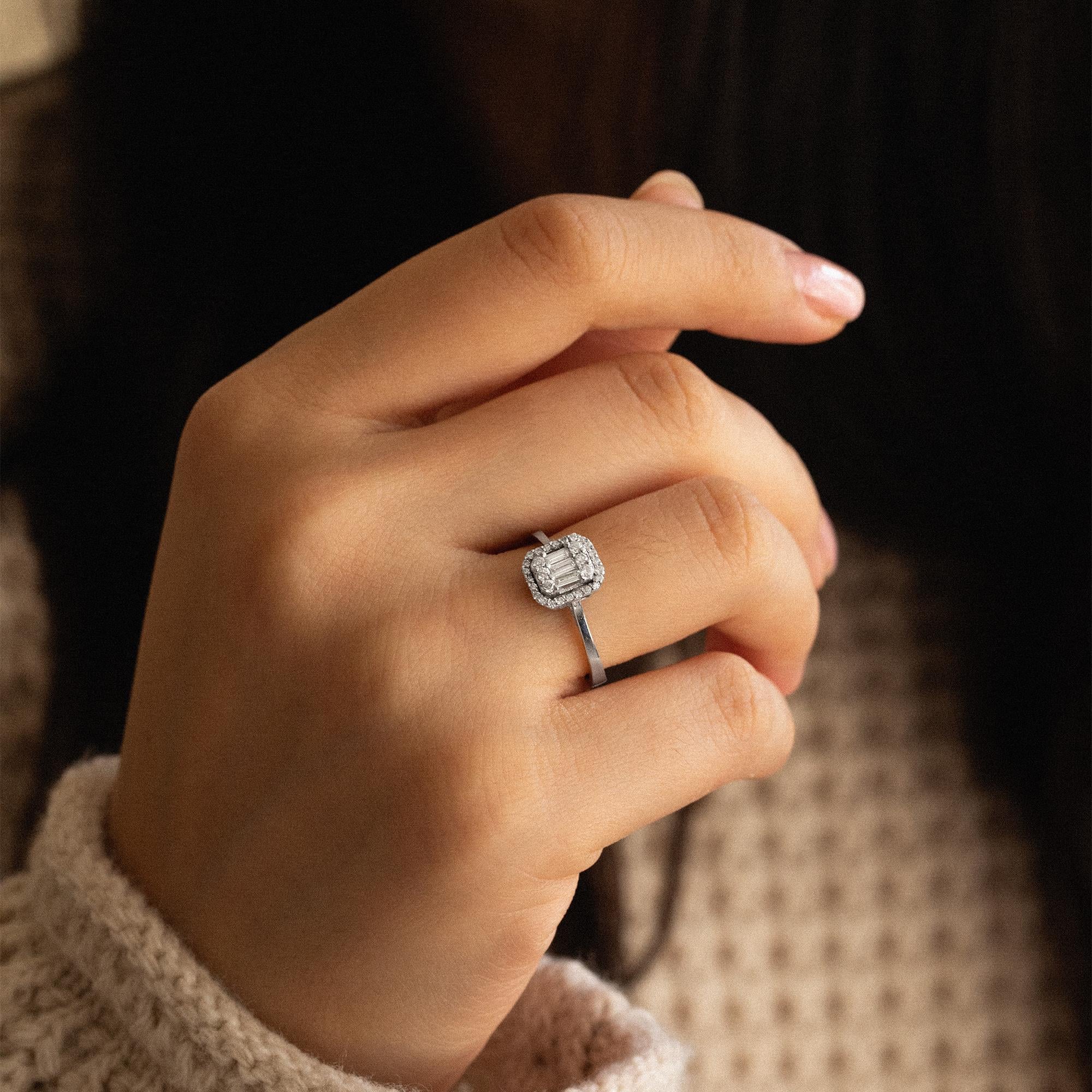 Solid Gold 0.2 carat Diamond Baugette Ring