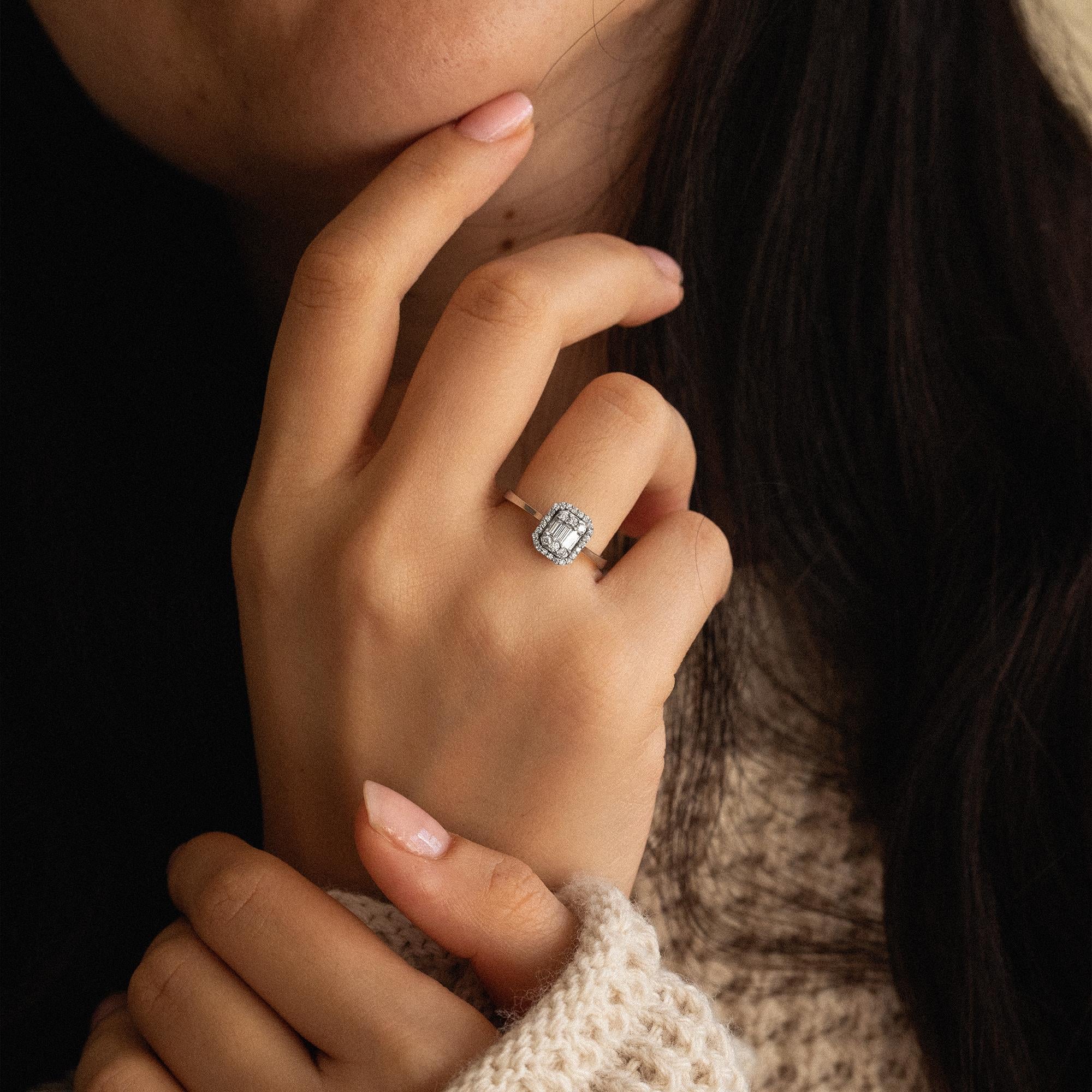 Solid Gold 0.2 carat Diamond Baugette Ring