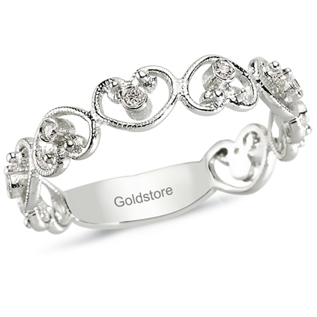 Solid Gold 0.05 ct Diamond Eternity Heart Ring