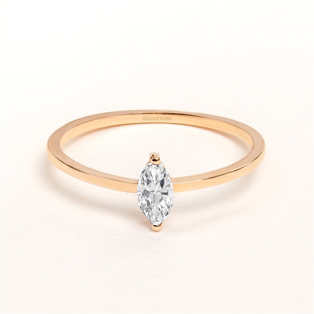Solid Gold 0.10 ct. Diamond Marquise Ring