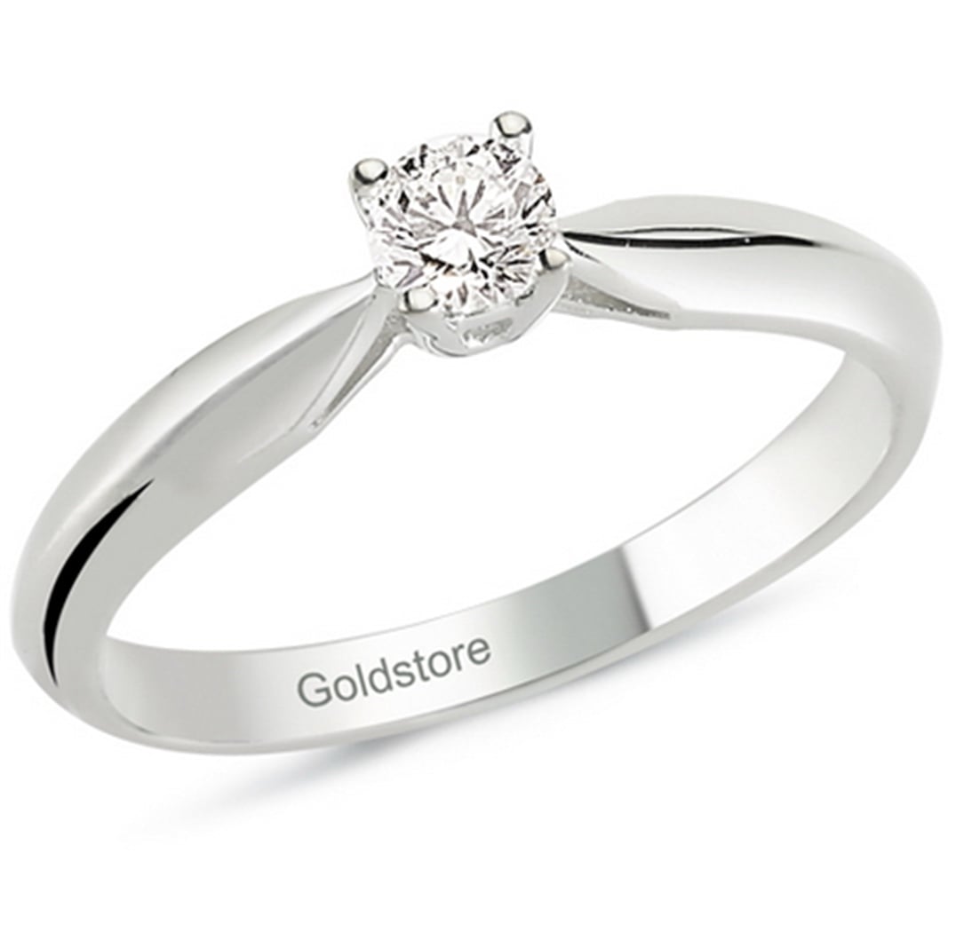 Solid Gold 0.18 ct Diamond Solitaire Classic Ring
