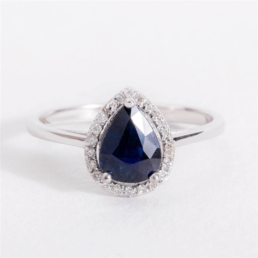 Solid Gold 0.2 ct. Diamond Sapphire Ring