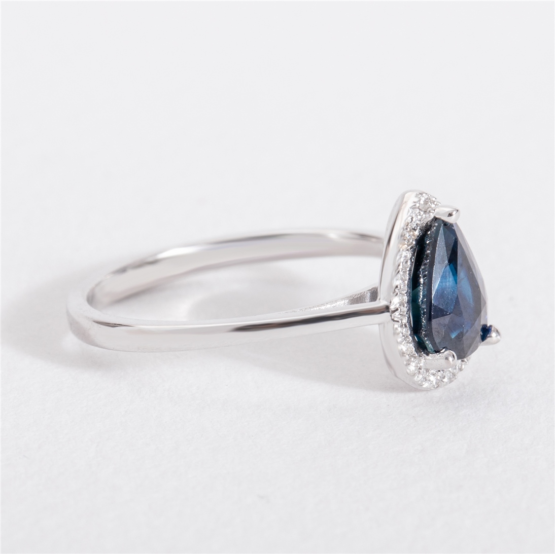 Solid Gold 0.2 ct. Diamond Sapphire Ring