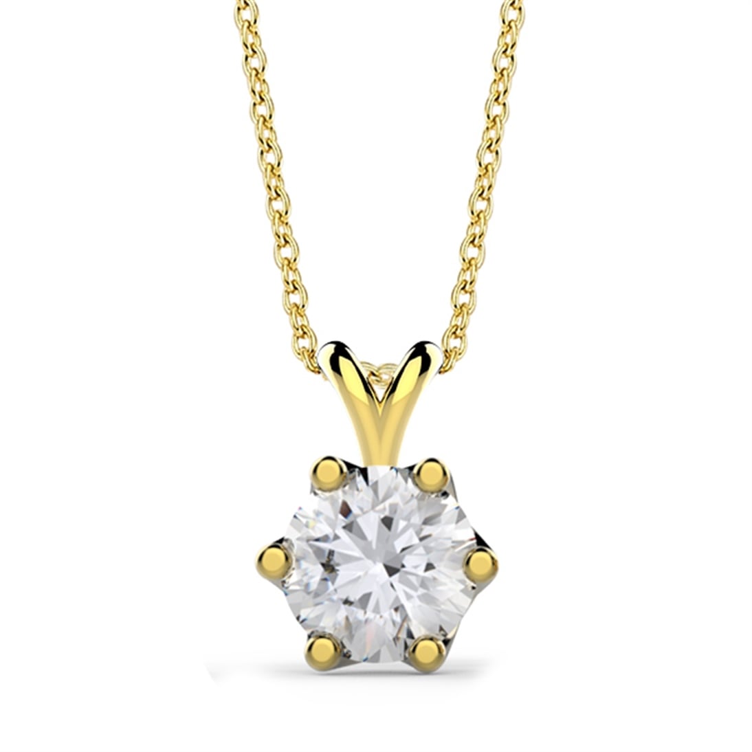 Solid Gold 0.3 carat Diamond Solitaire Classic Necklace