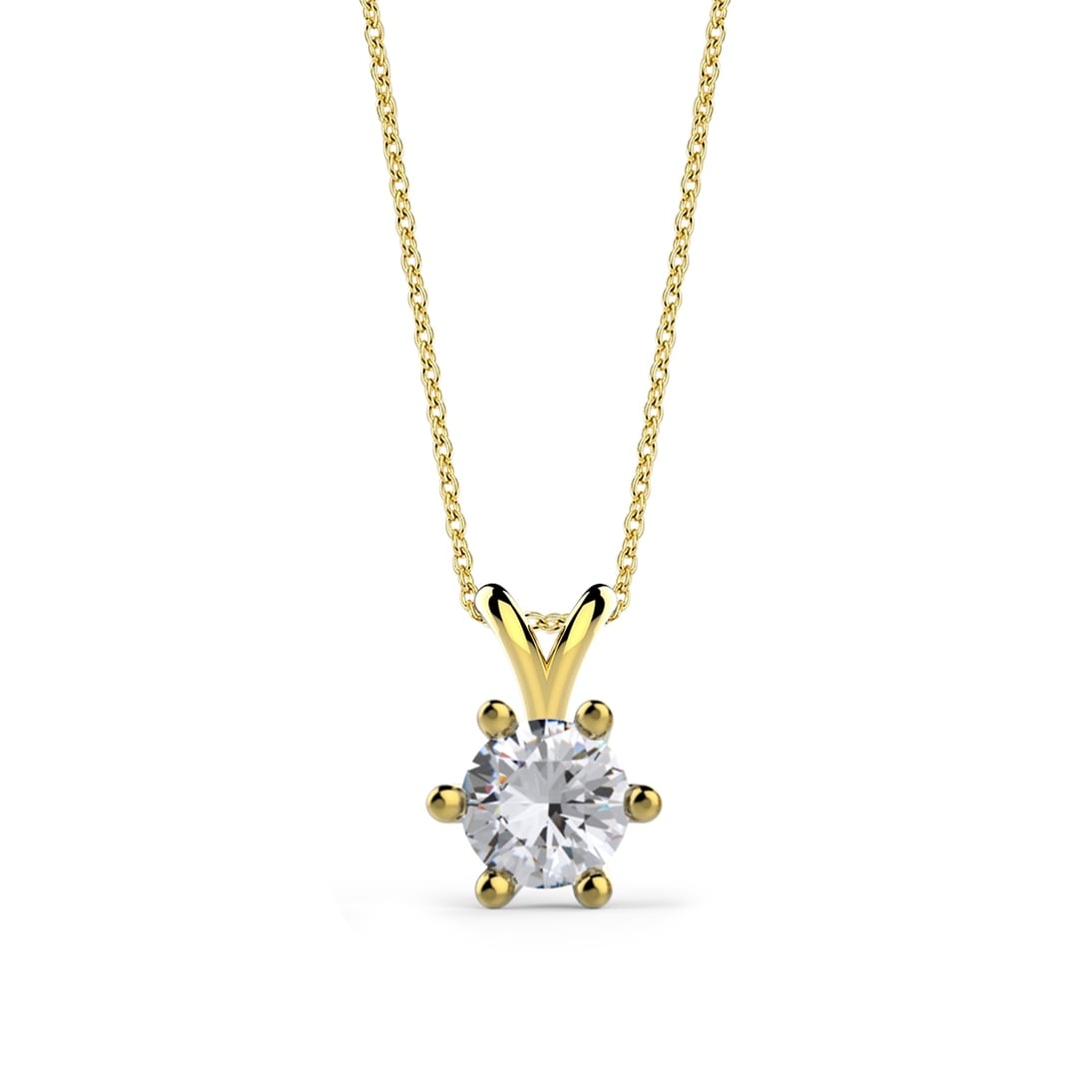 Solid Gold 0.4 carat Diamond Solitaire Classic Necklace