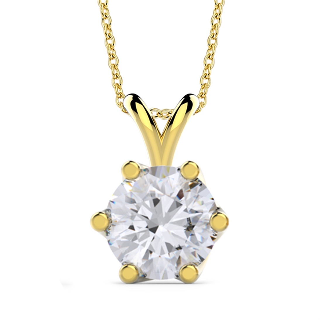 Solid Gold 0.7 carat Diamond Solitaire Classic Necklace