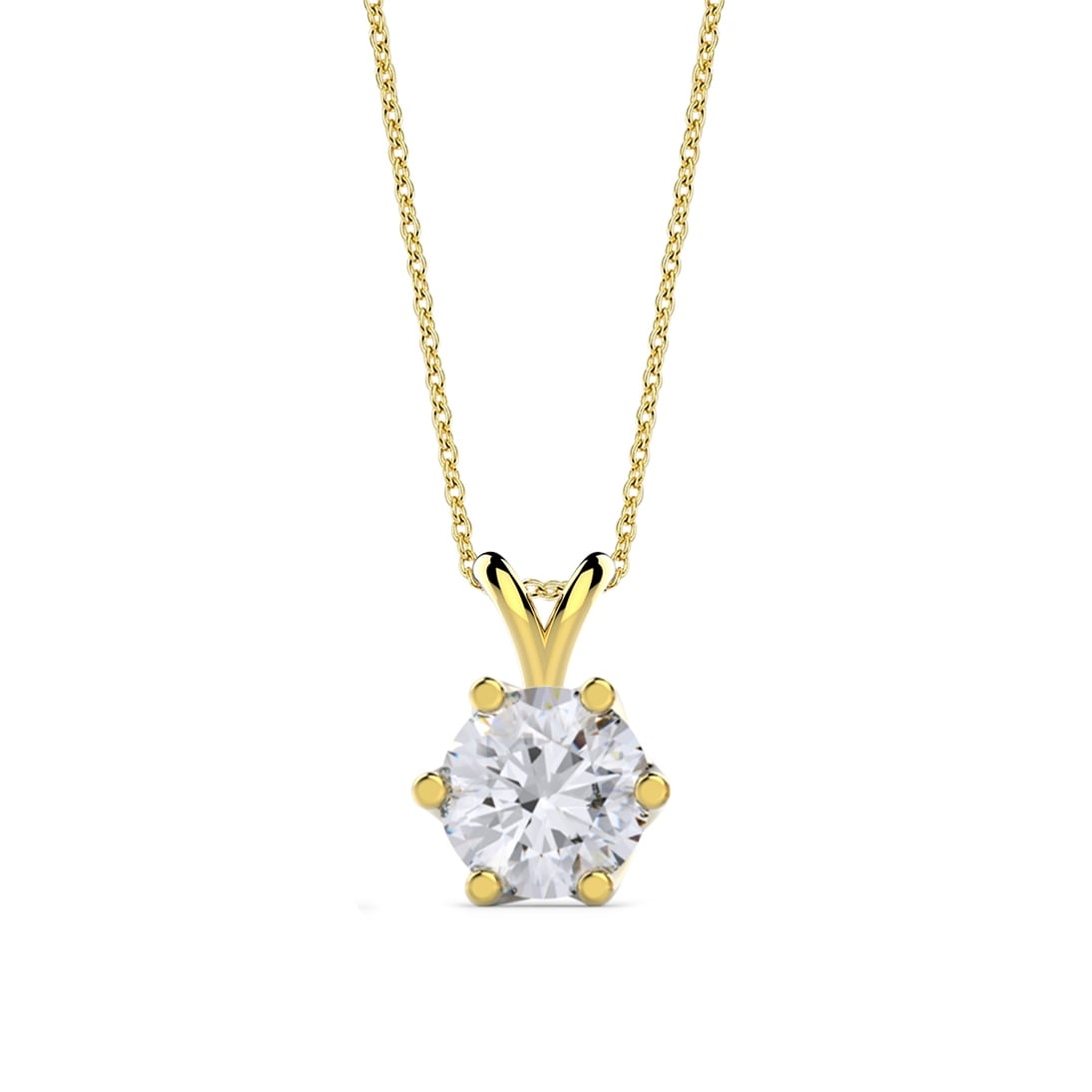 Solid Gold 0.7 carat Diamond Solitaire Classic Necklace