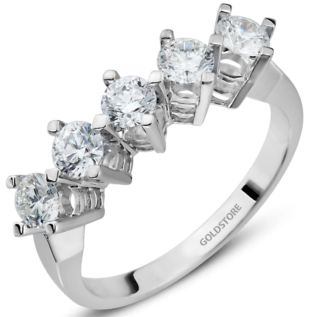 Solid Gold 0.97 ct Diamond Five Stone Ring