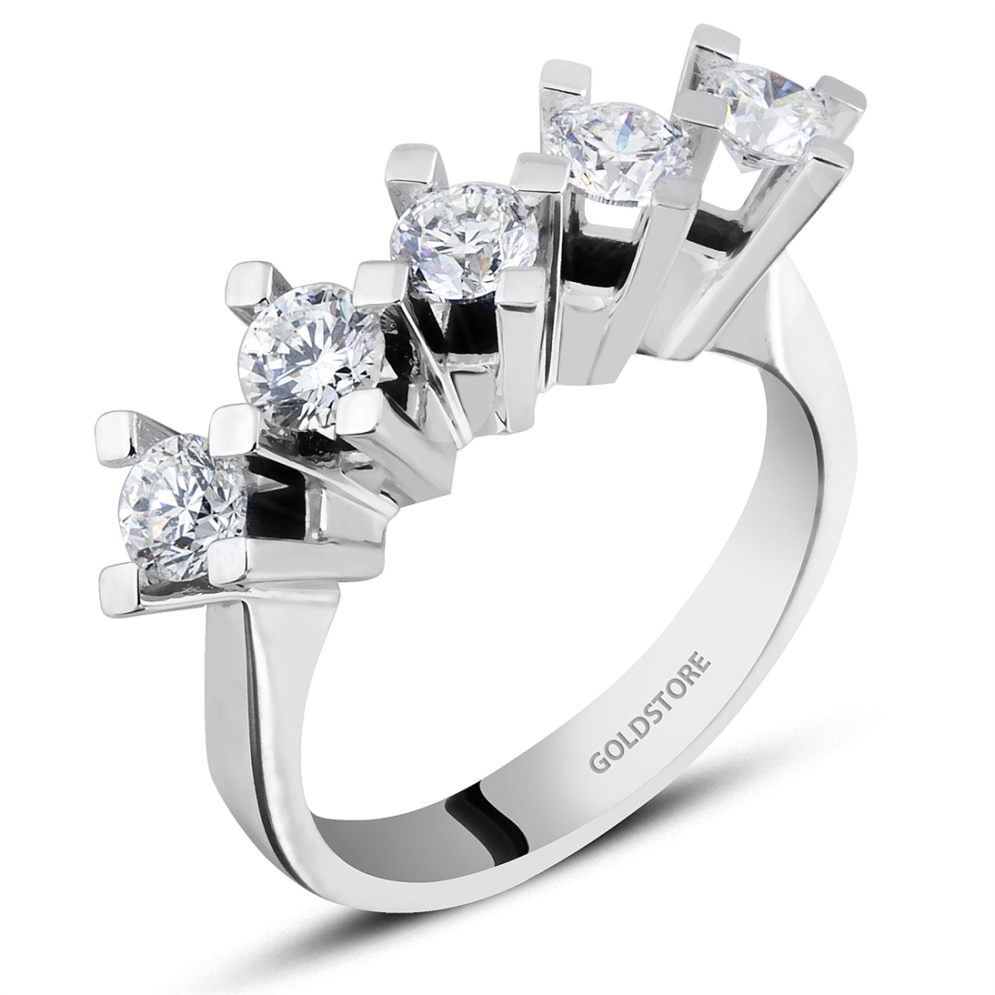 Solid Gold 1 ct Diamond Five Stone Ring