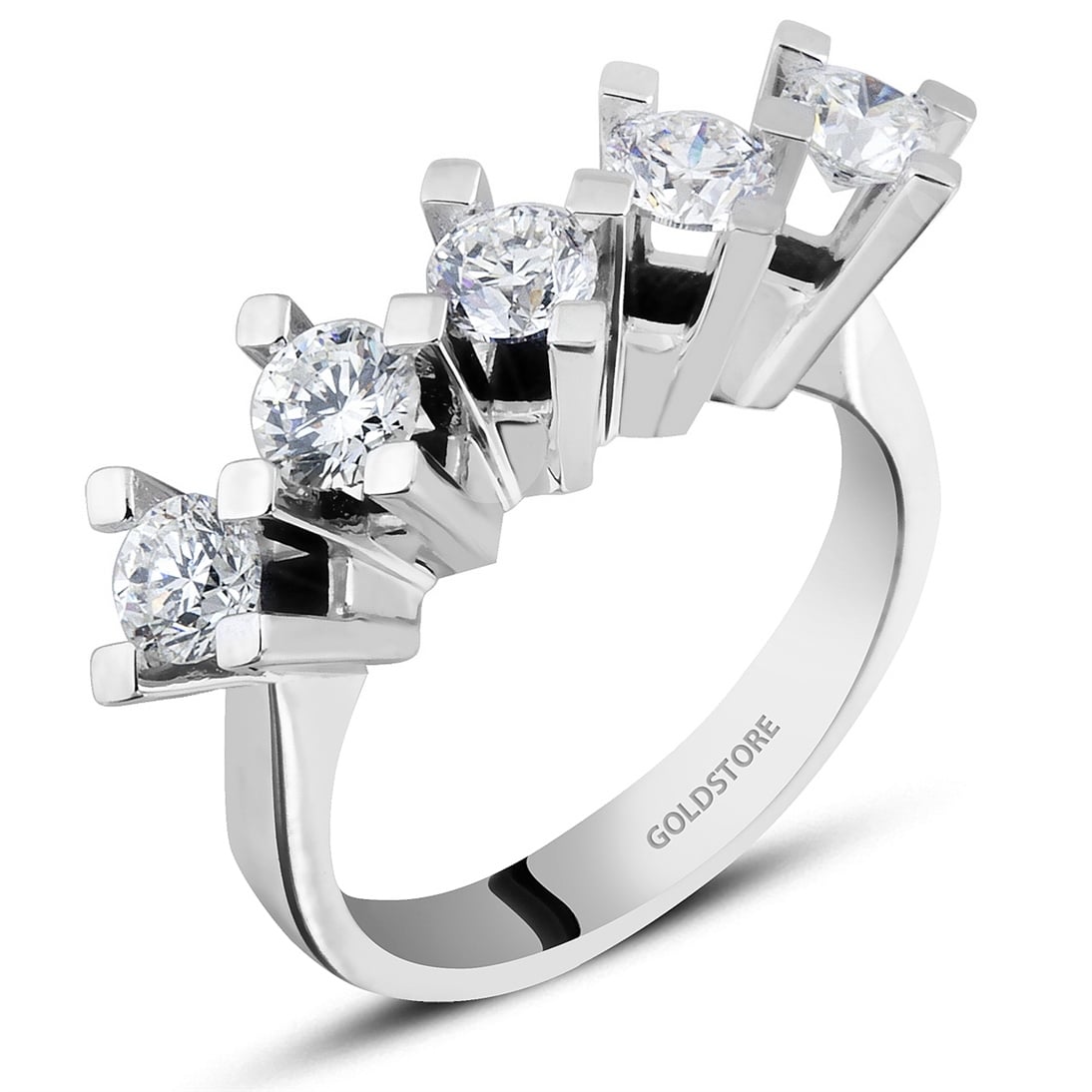 Solid Gold 1.25 ct Diamond Five Stone Ring