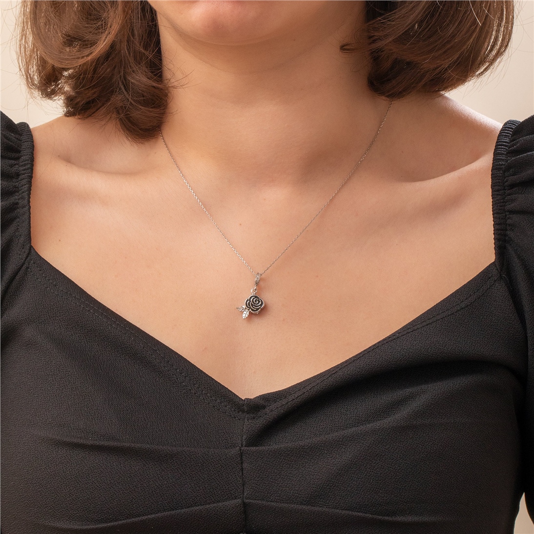 Solid Gold Rose Urn Pendant