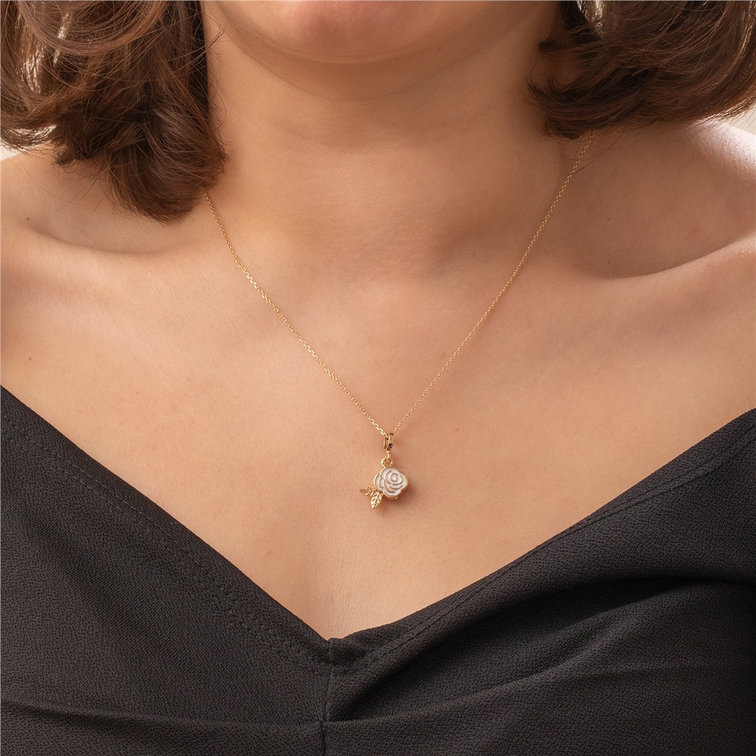 Solid Gold Rose Urn Pendant