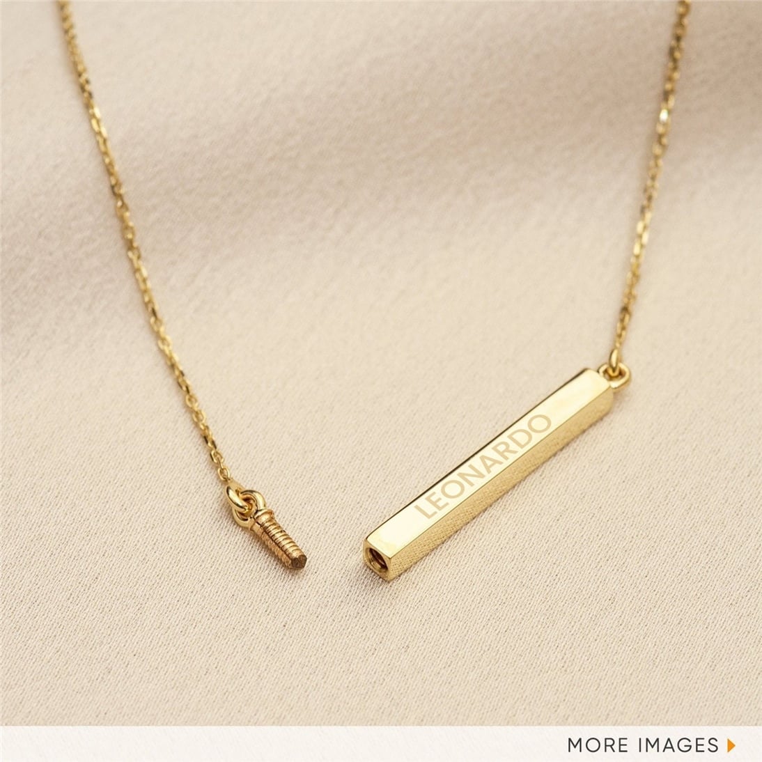 Solid Gold Horizontal Urn Bar Necklace