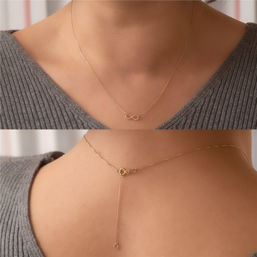 Solid Gold Minimalist Infinity Necklace