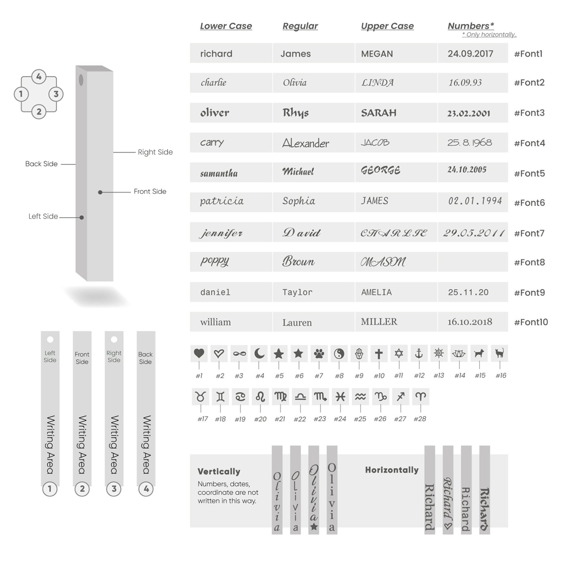 Solid Gold 4 Side Bar Pendant