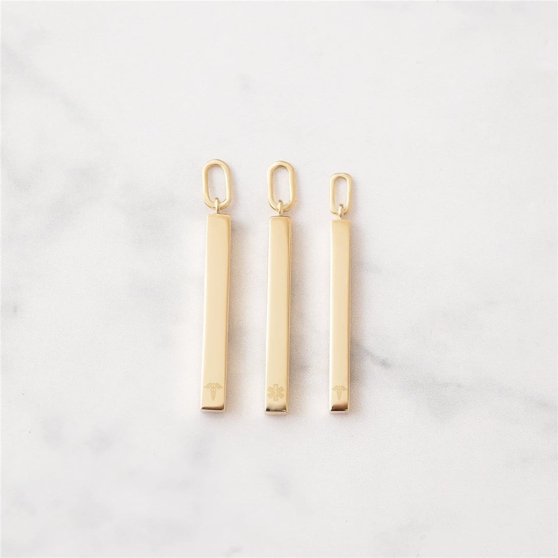 Solid Gold 4 Side Bar Pendant