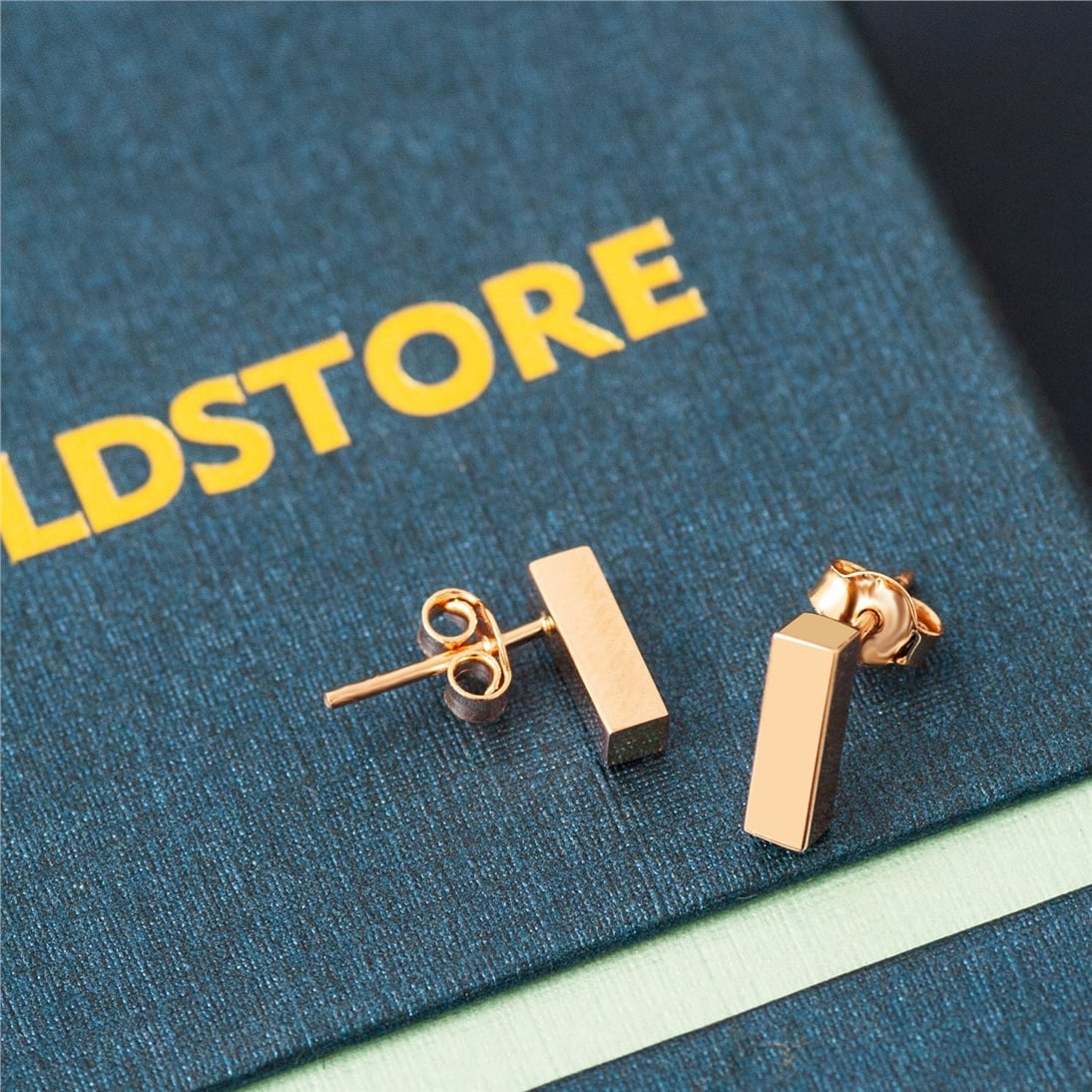 Solid Gold Bar Stud Earrings
