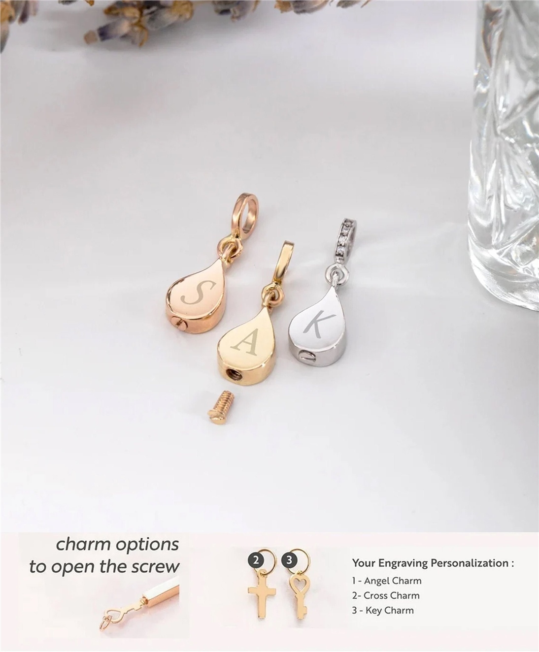 Solid Gold Tear Drop Cremation Urn Necklace