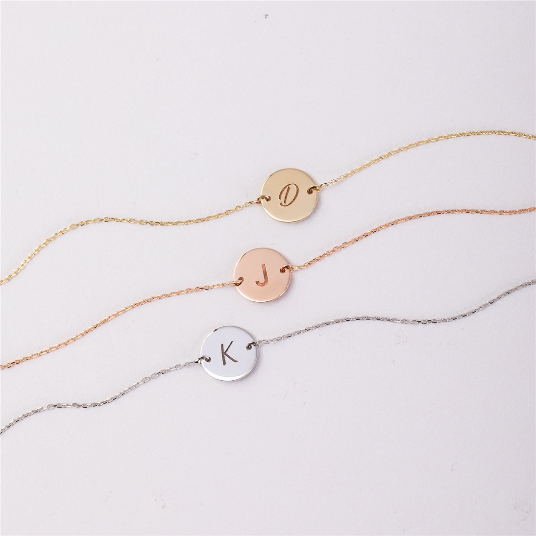 Solid Gold Custom Disc Bracelet